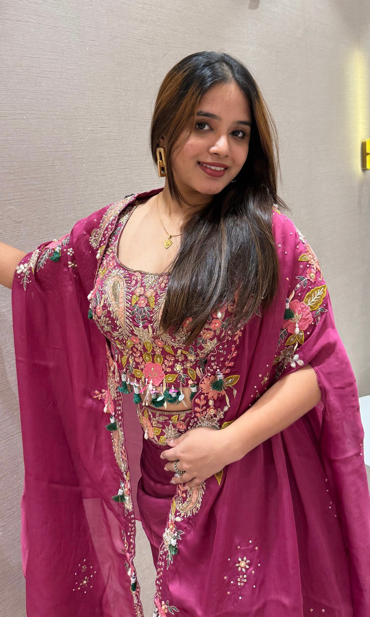 WINE DRAPE 3 PIECE INDO WESTERN DRESS