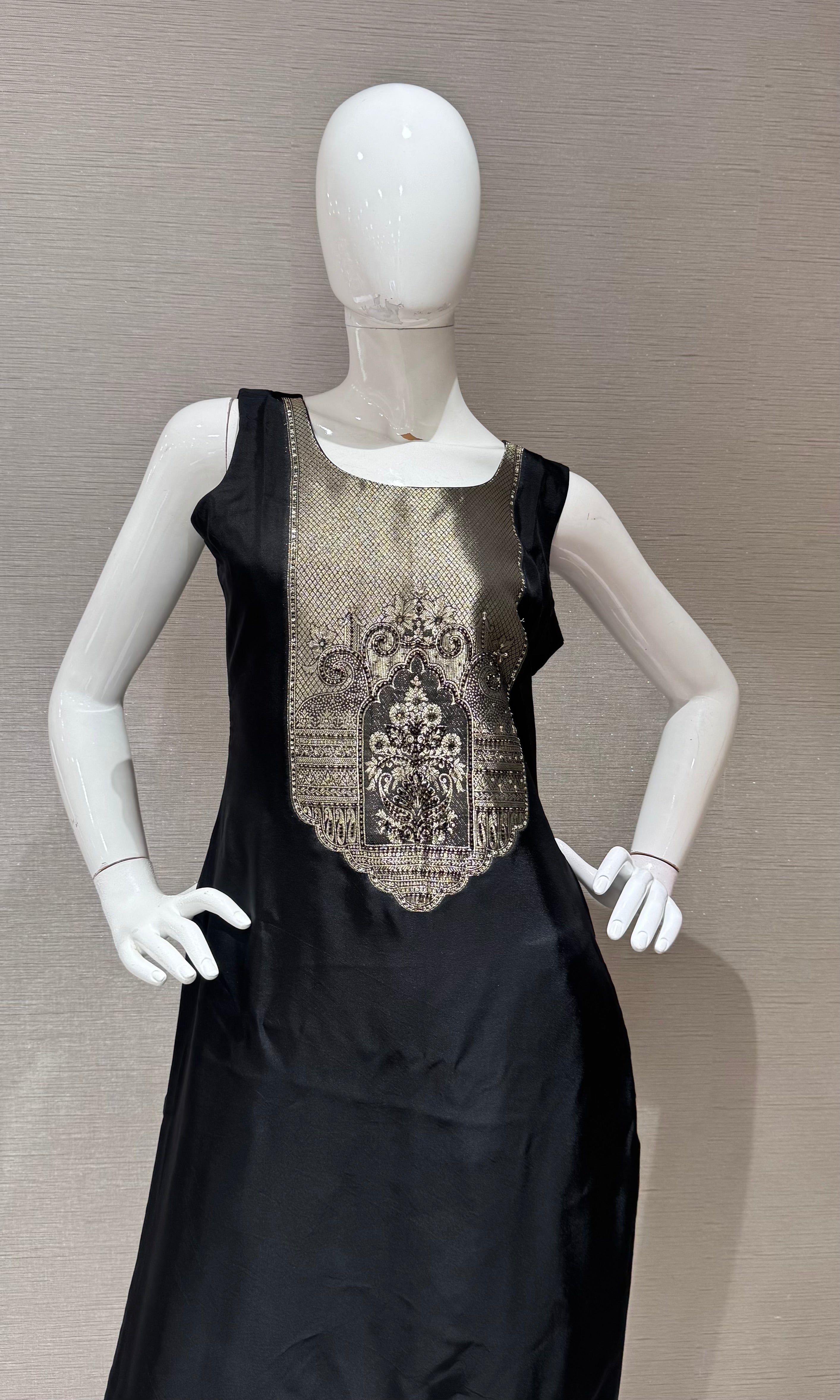 Black Zari Embroidered Kurta Set with Dupatta