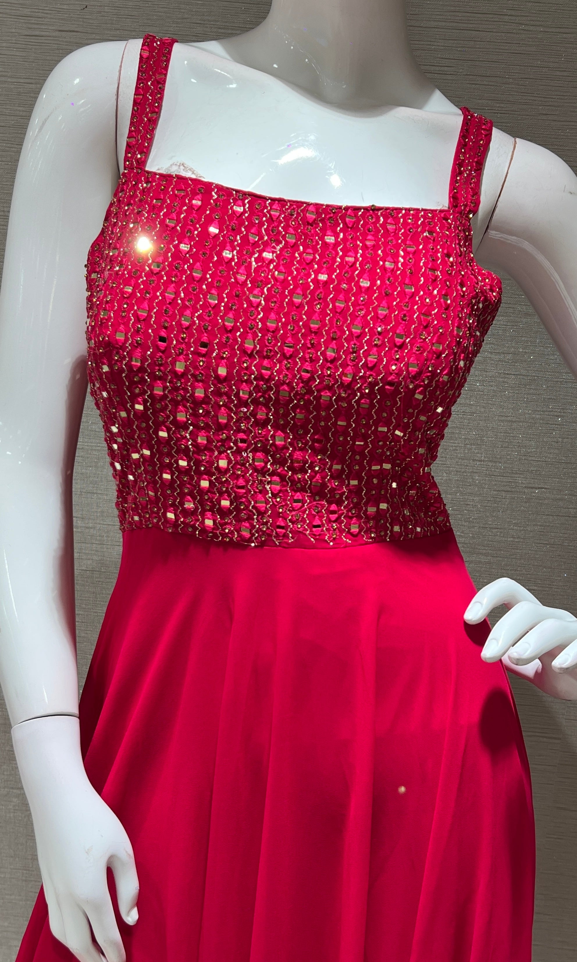 Rani pink EMBELLISHED ANARKALI LONG DRESS