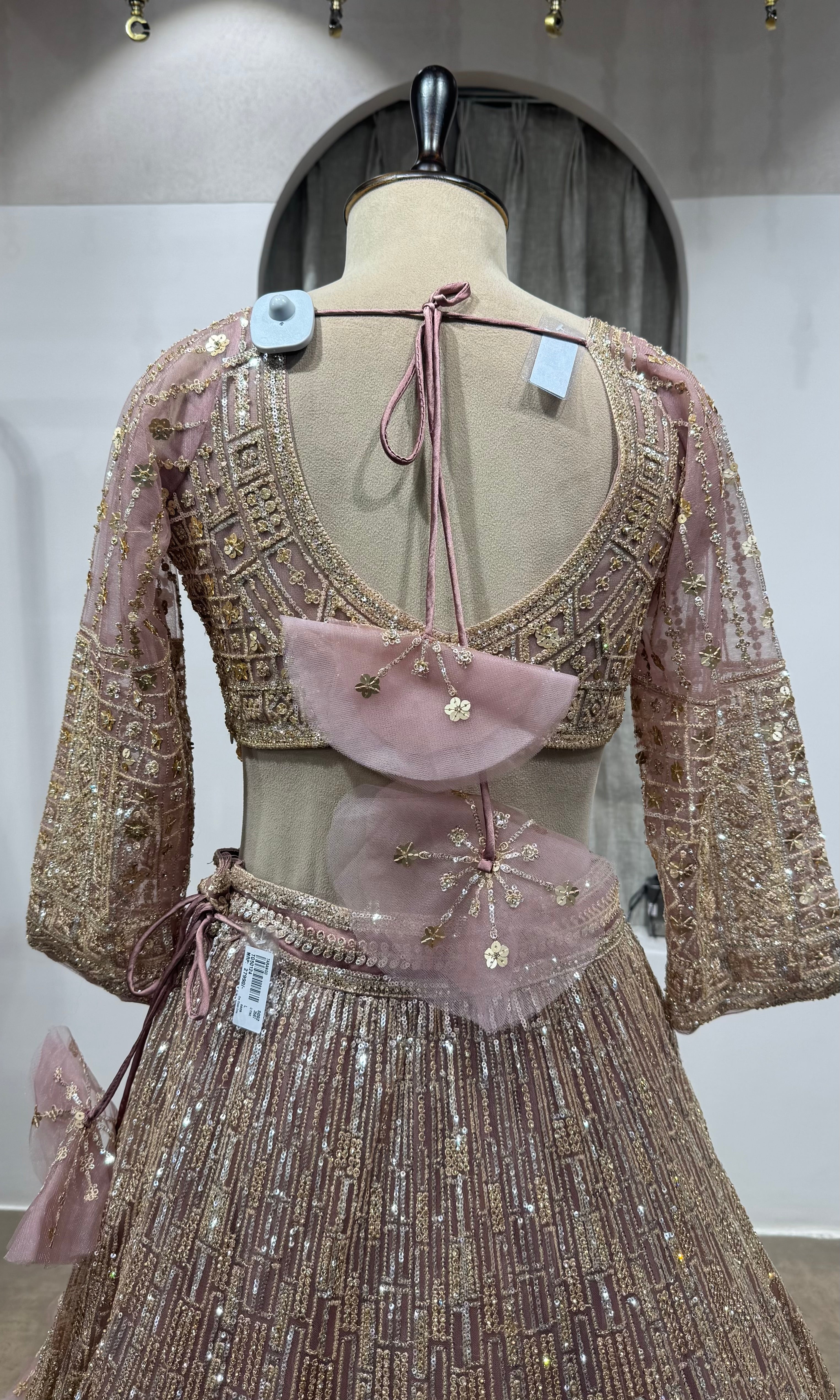 Pink Rose Gold Embroidered Lehenga with Dupatta