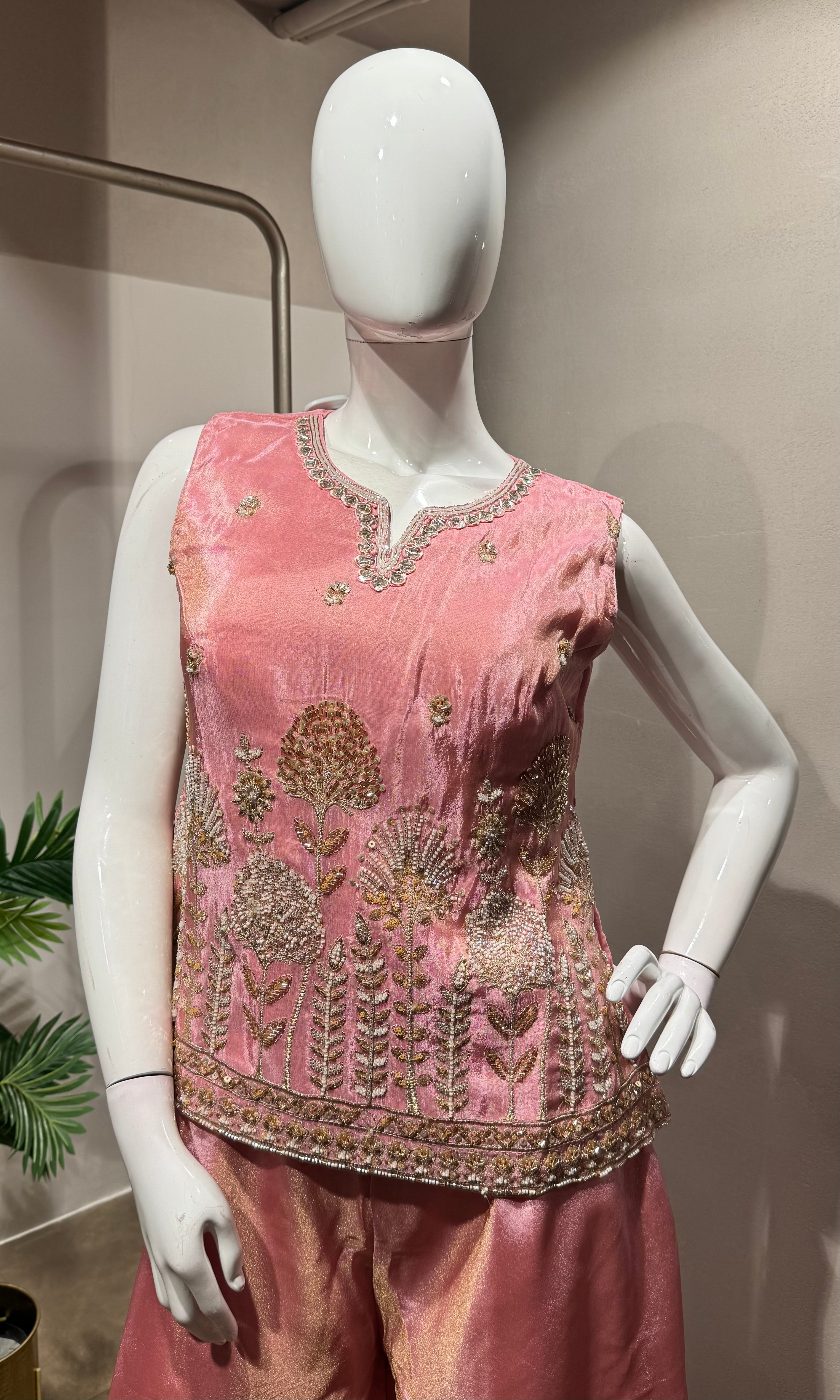 Rose Pink Peplum palazzo set