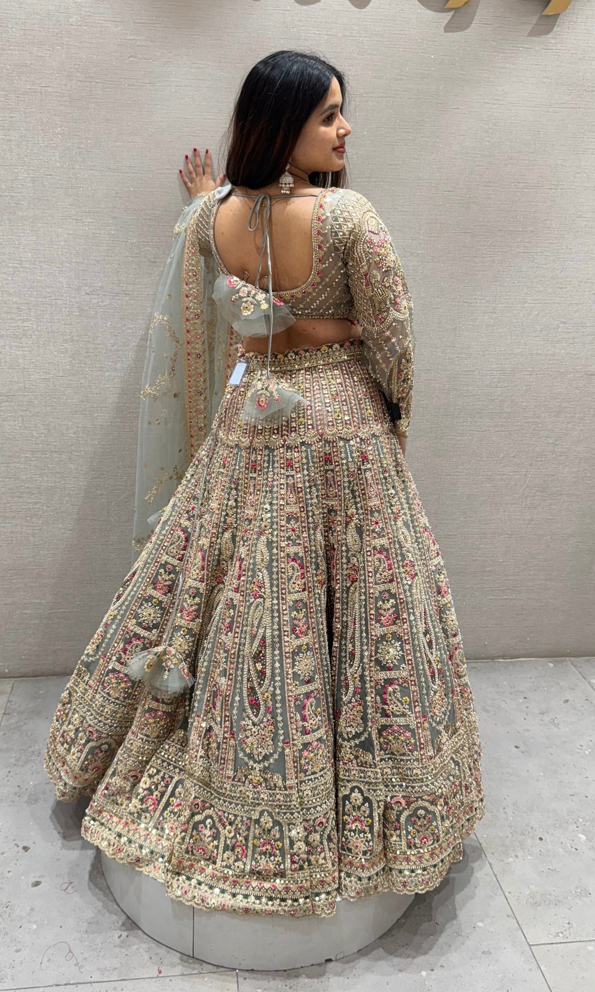 Green INTRICATE EMBROIDERED Lehenga