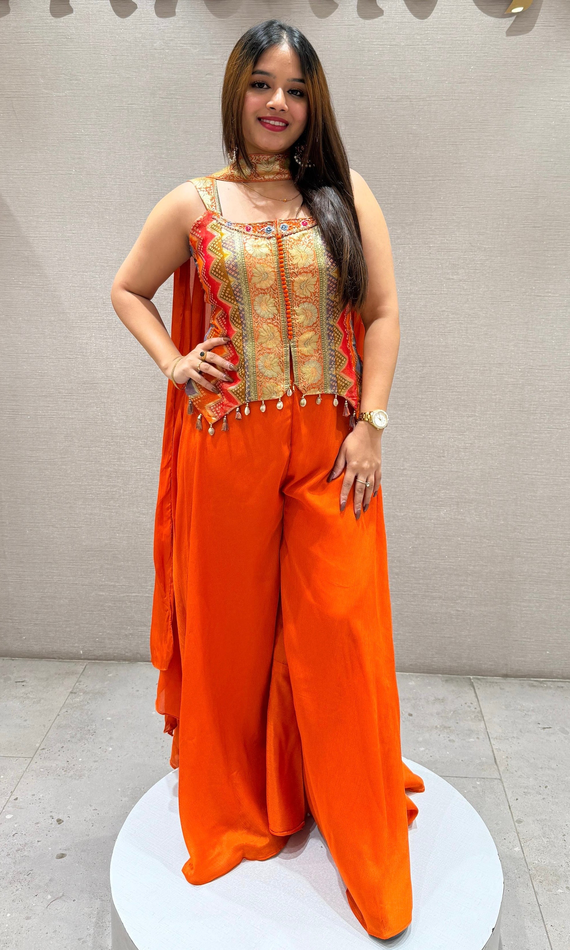 Orange Palazzo set with designer top