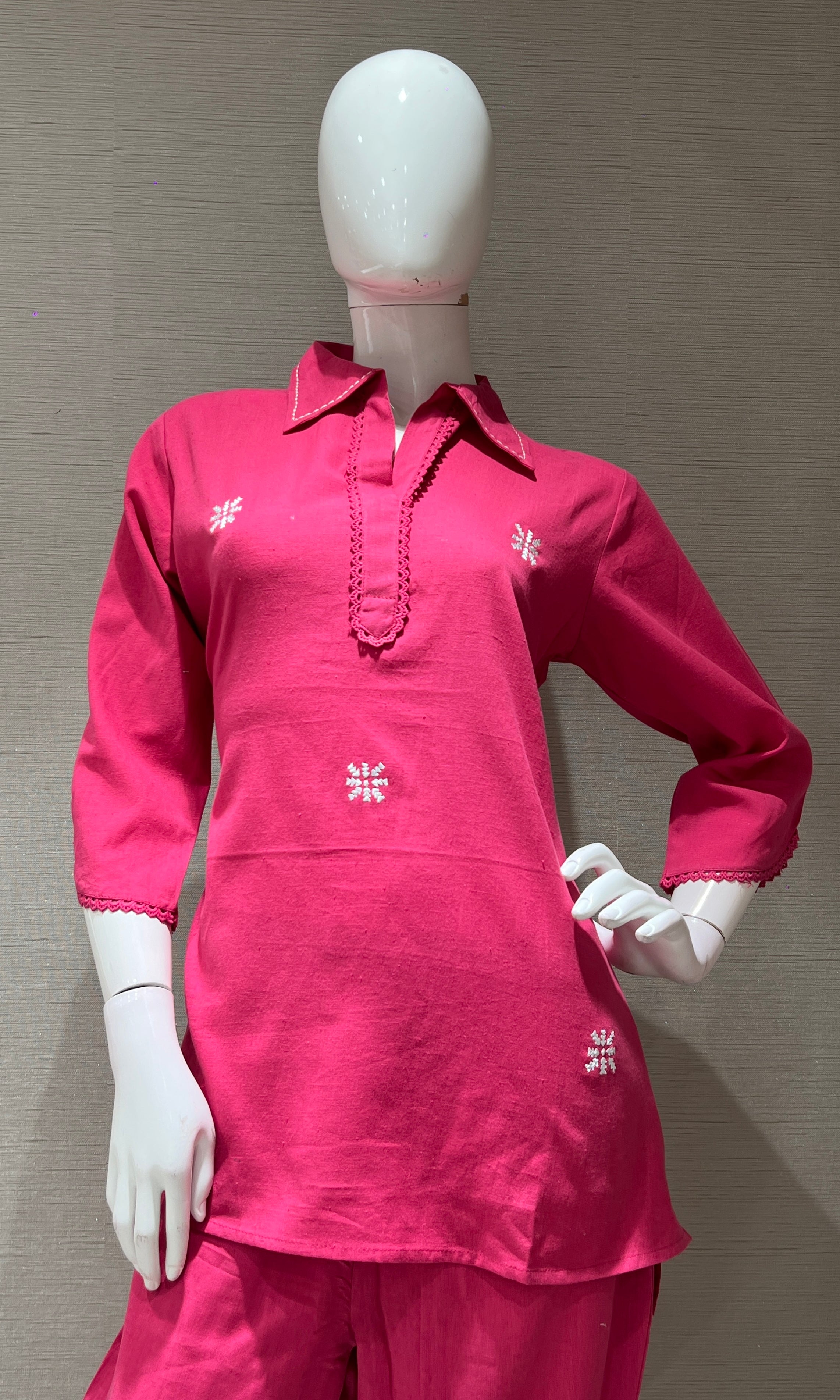 Pink Cotton Shirt Cord Set