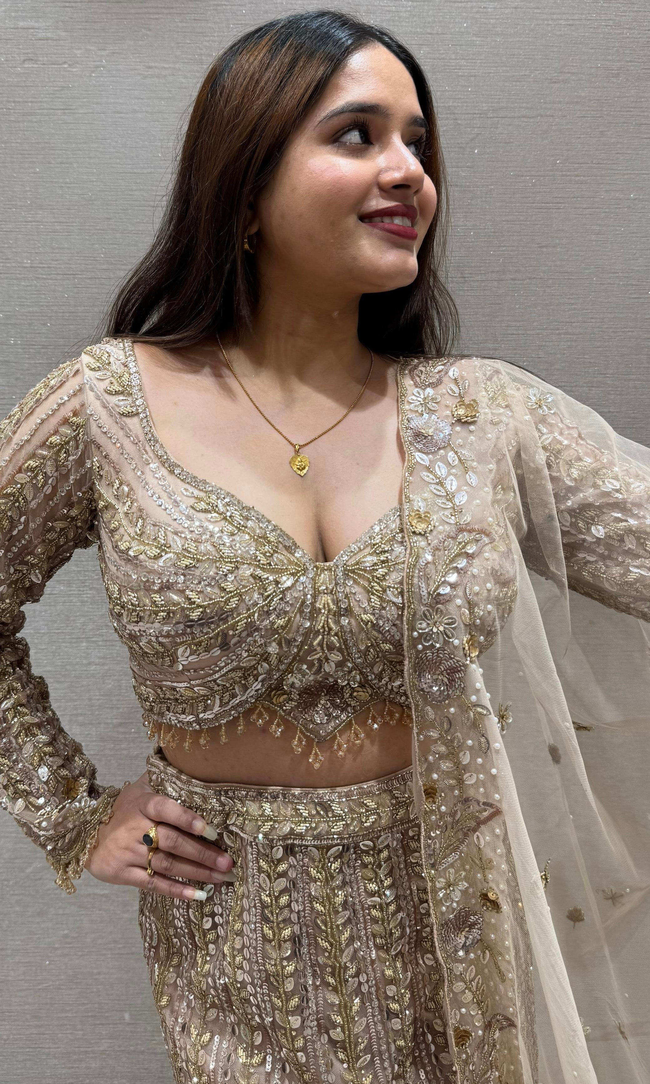 GOLD CRYSTAL EMBROIDERED LEHENGA