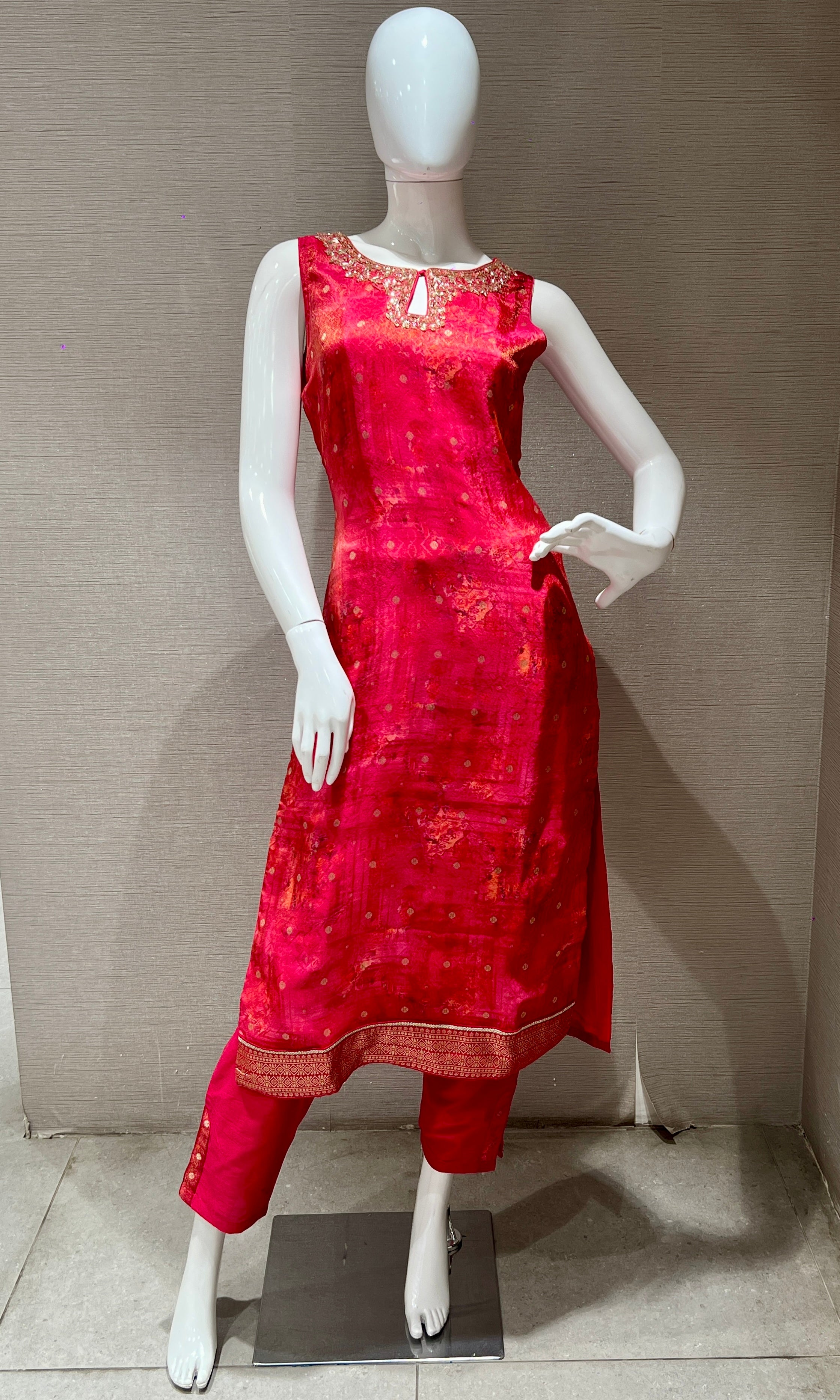 Pink Kurta Set with Embroidered Dupatta