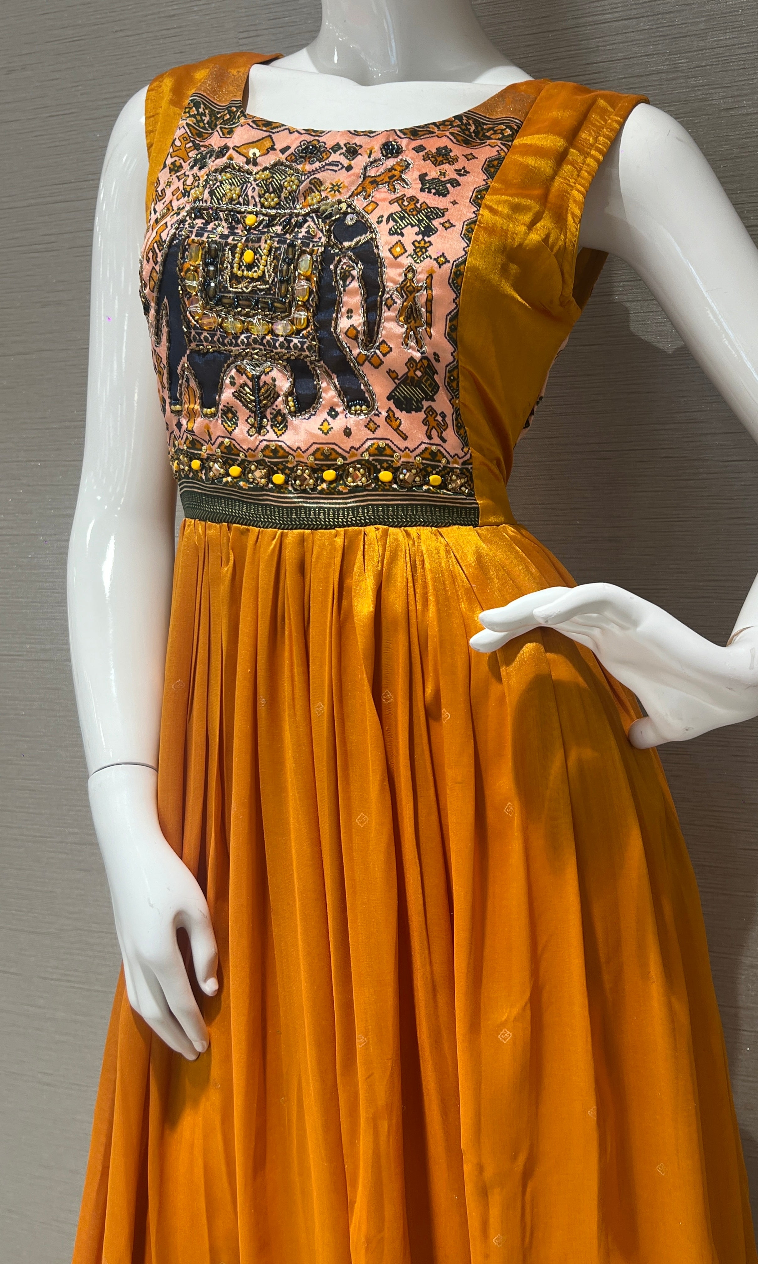 Yellow Anarkali long dress top