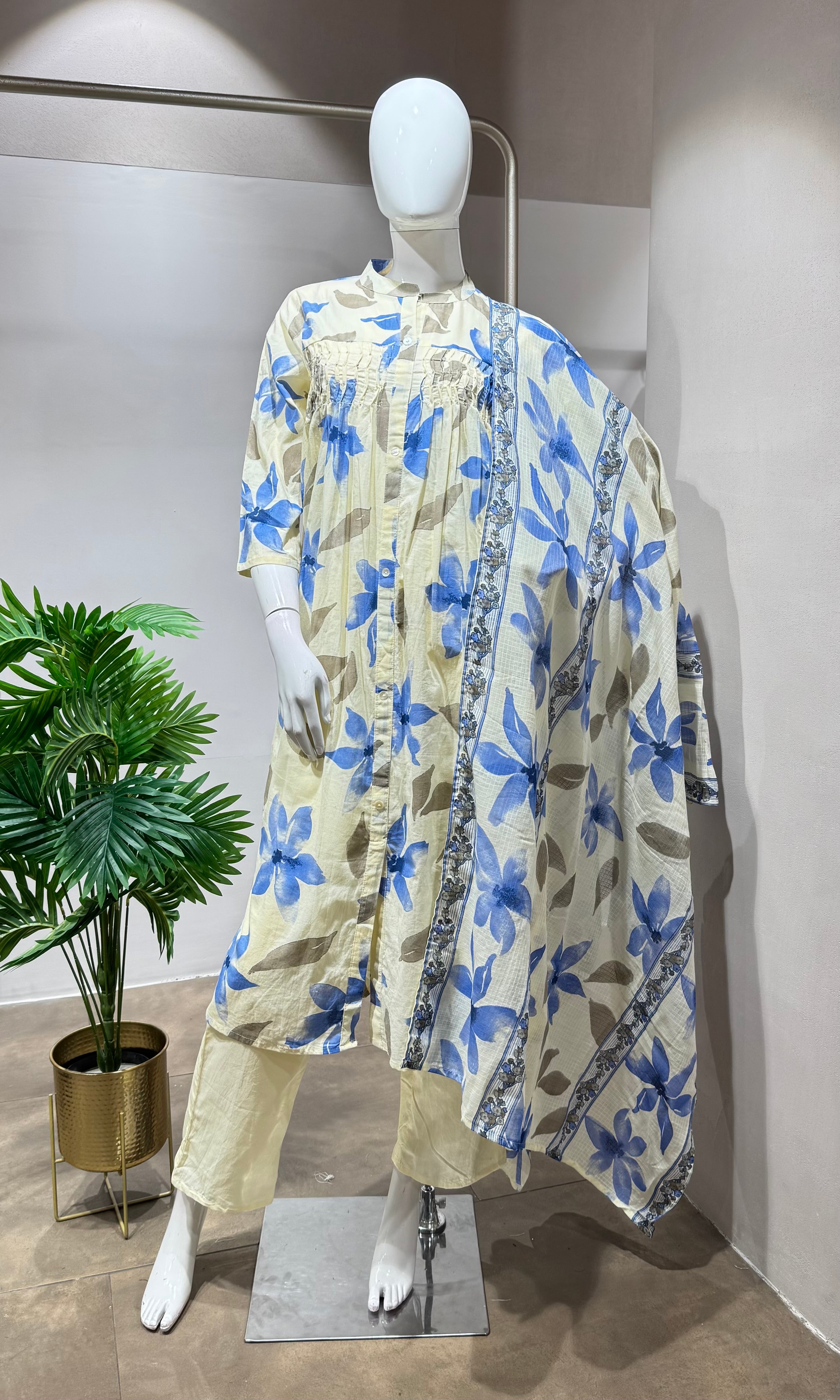 Blue floral spring summer kurta set