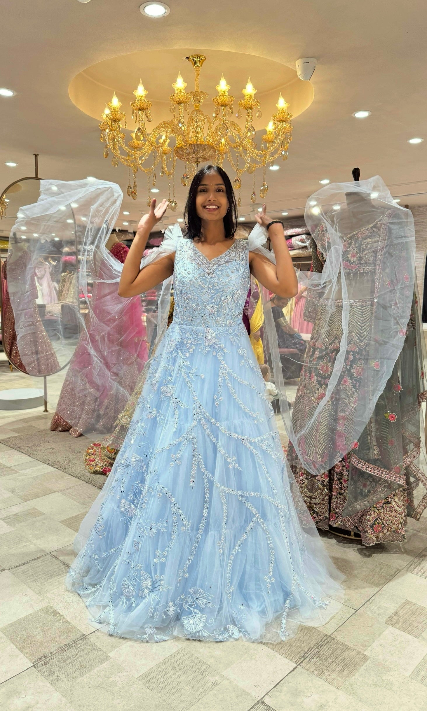 BLUE EMBELLISHED GOWN