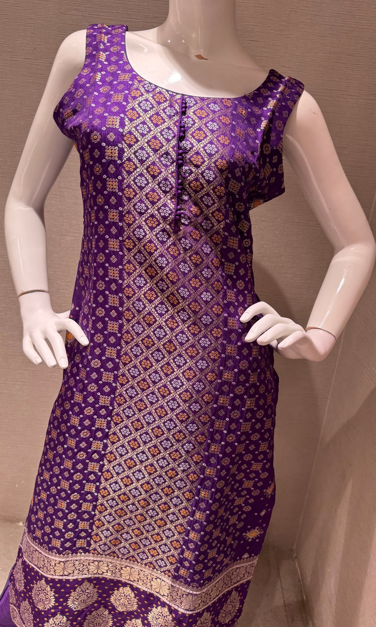 Purple Embroidered silk Kurta Set with Banarasi Dupatta