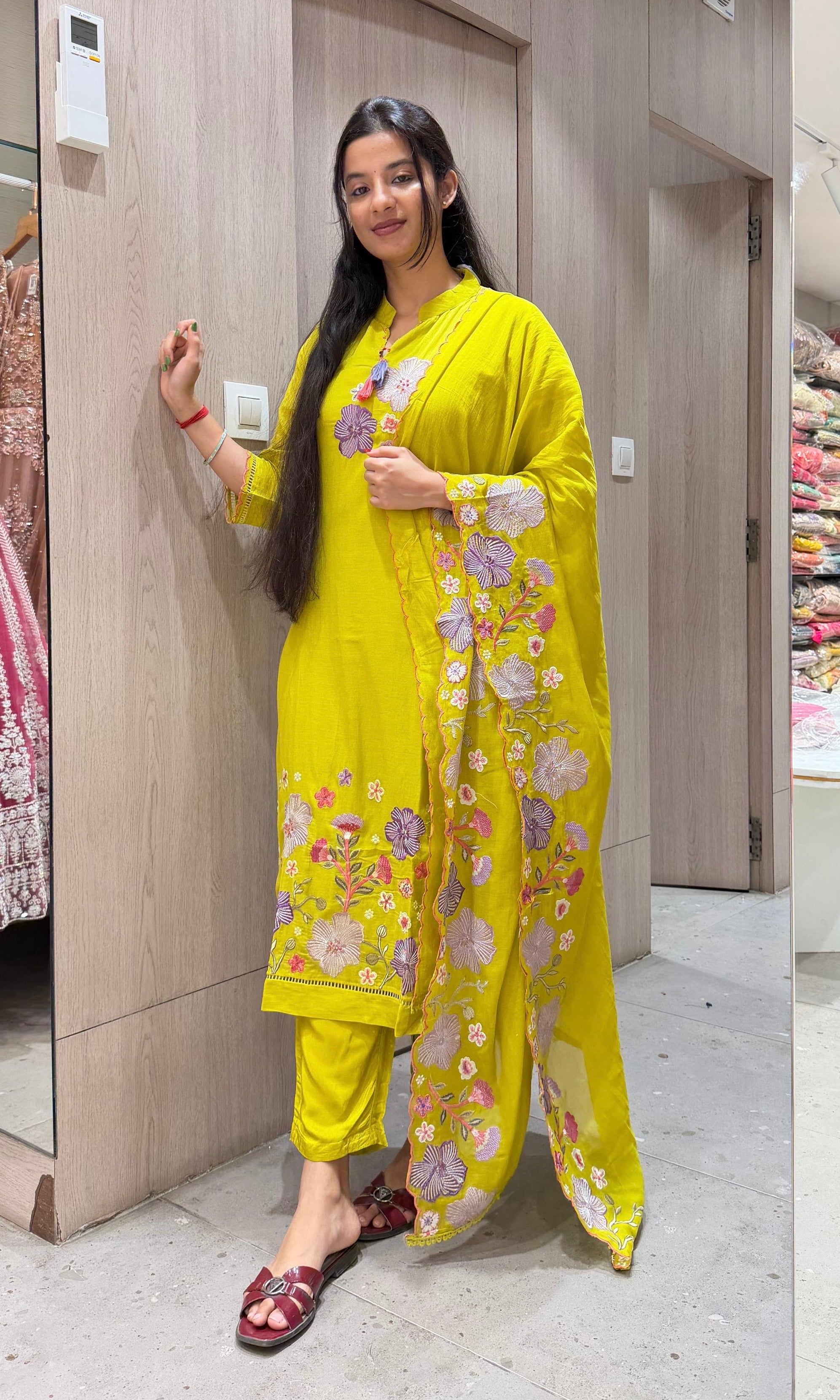 Light yellow FLORAL kurta set