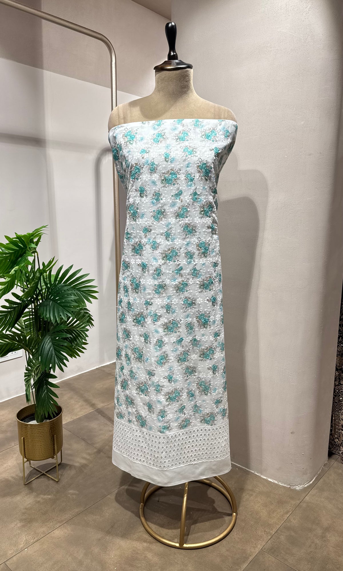BLUE Floral dress material