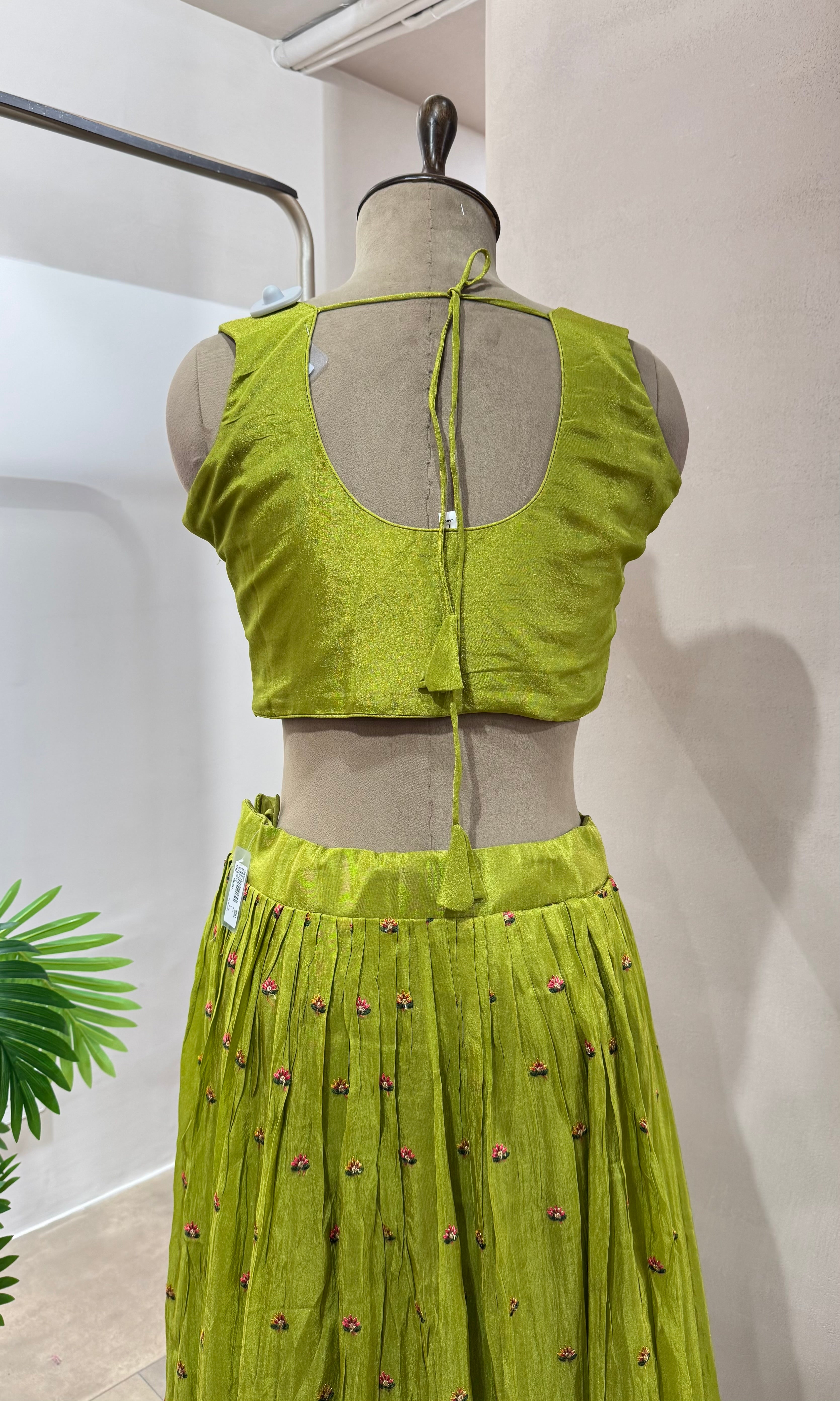 Green AND PINK INTRICATE EMBROIDERY lehenga