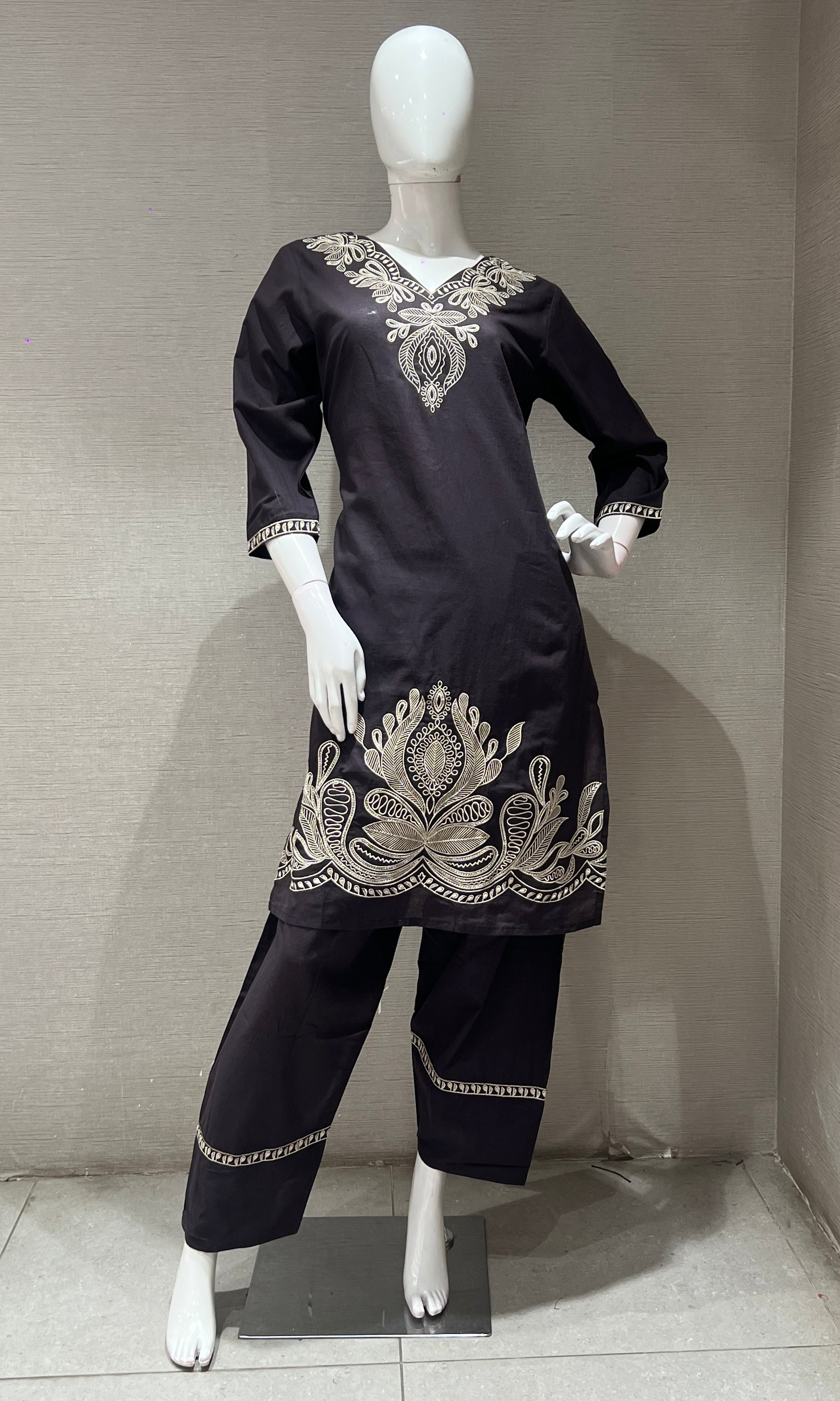 Grey EMBROIDERED kurta set