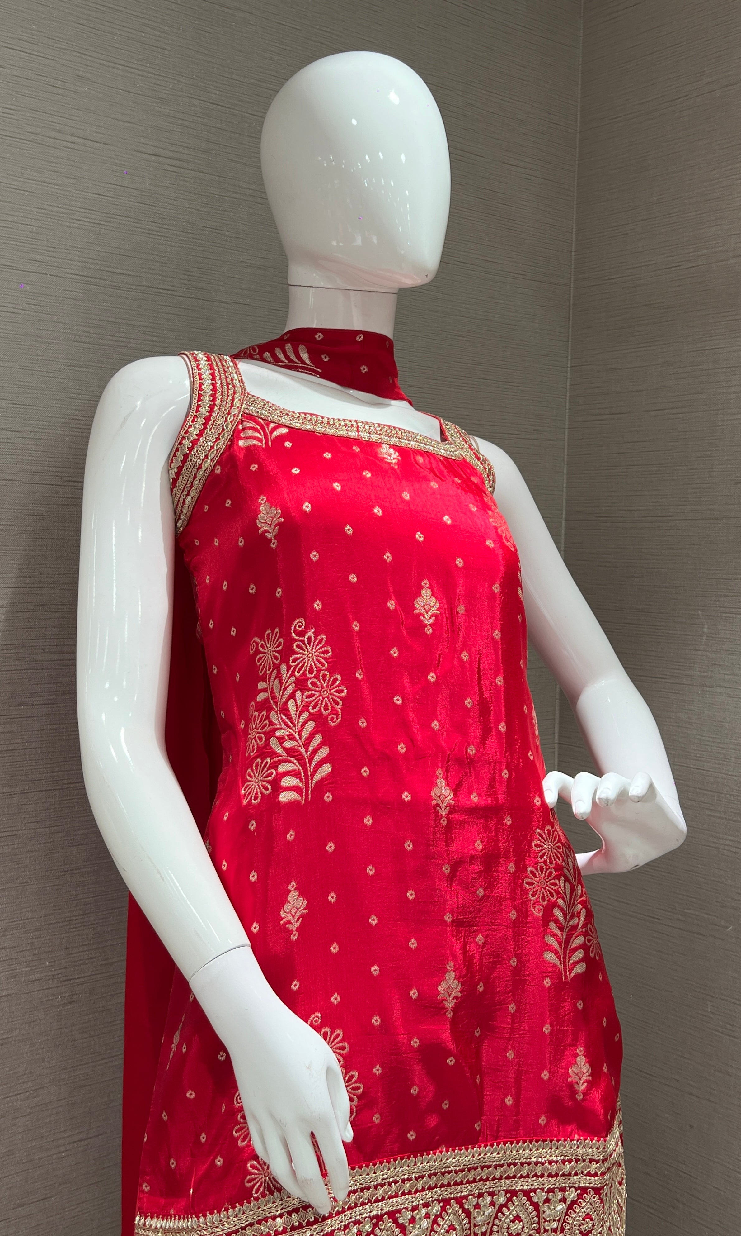 PINK GOLD EMBROIDERED SHARARA SET