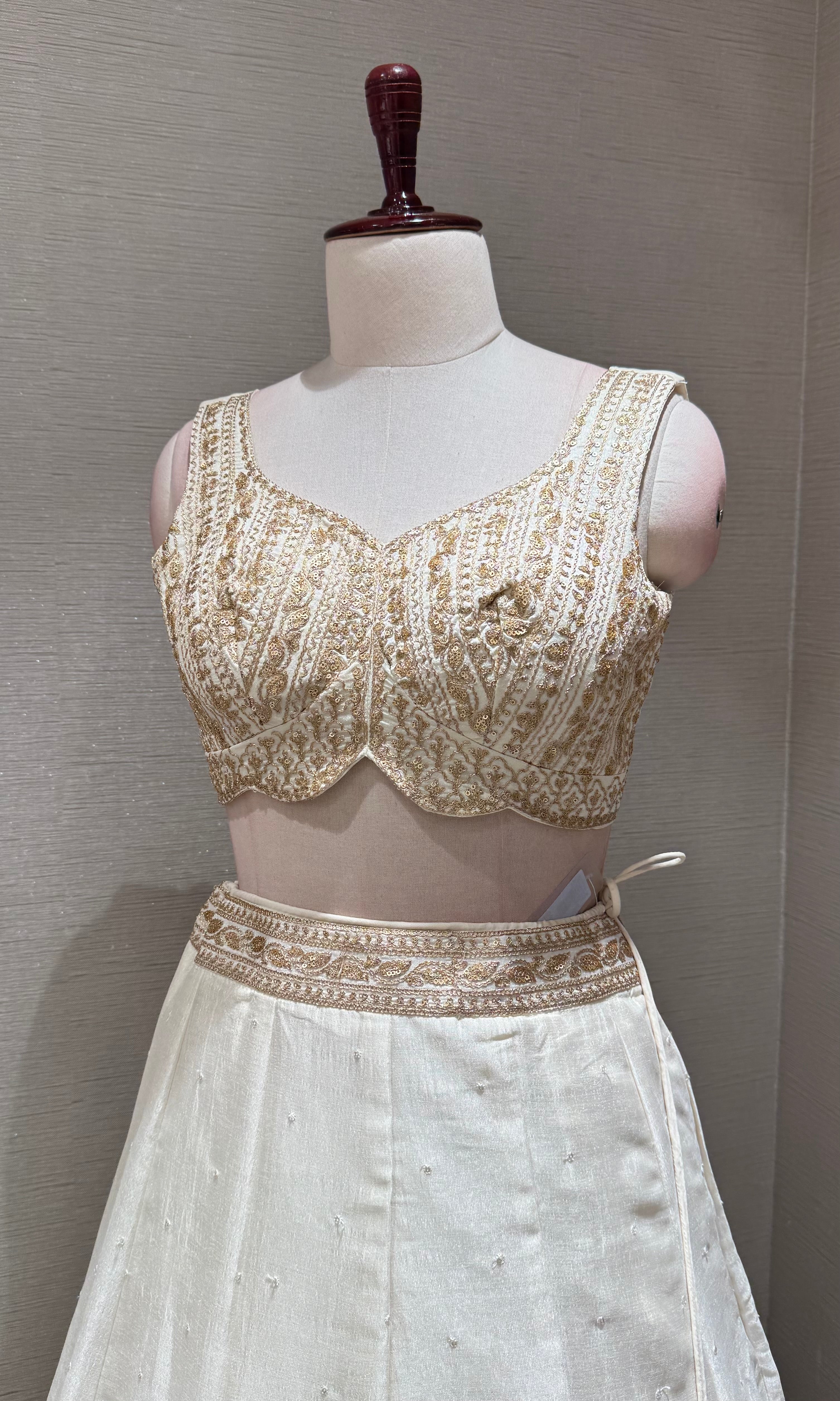 Classic Cream Gold Flared Lehenga