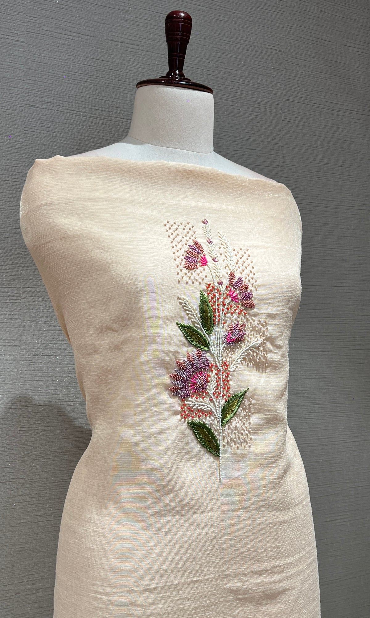 Cream FLORAL dress material