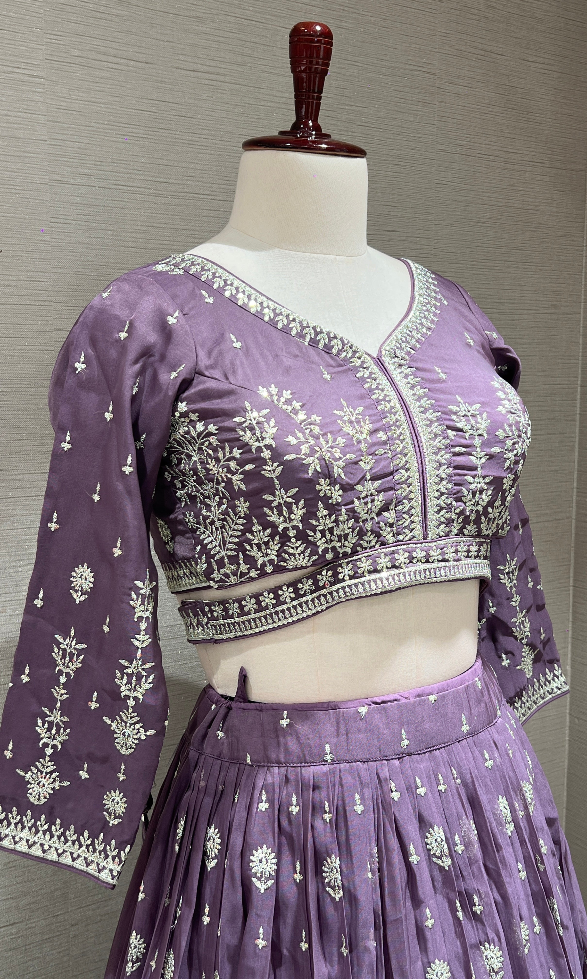 purple embroidered sequinned lehenga choli