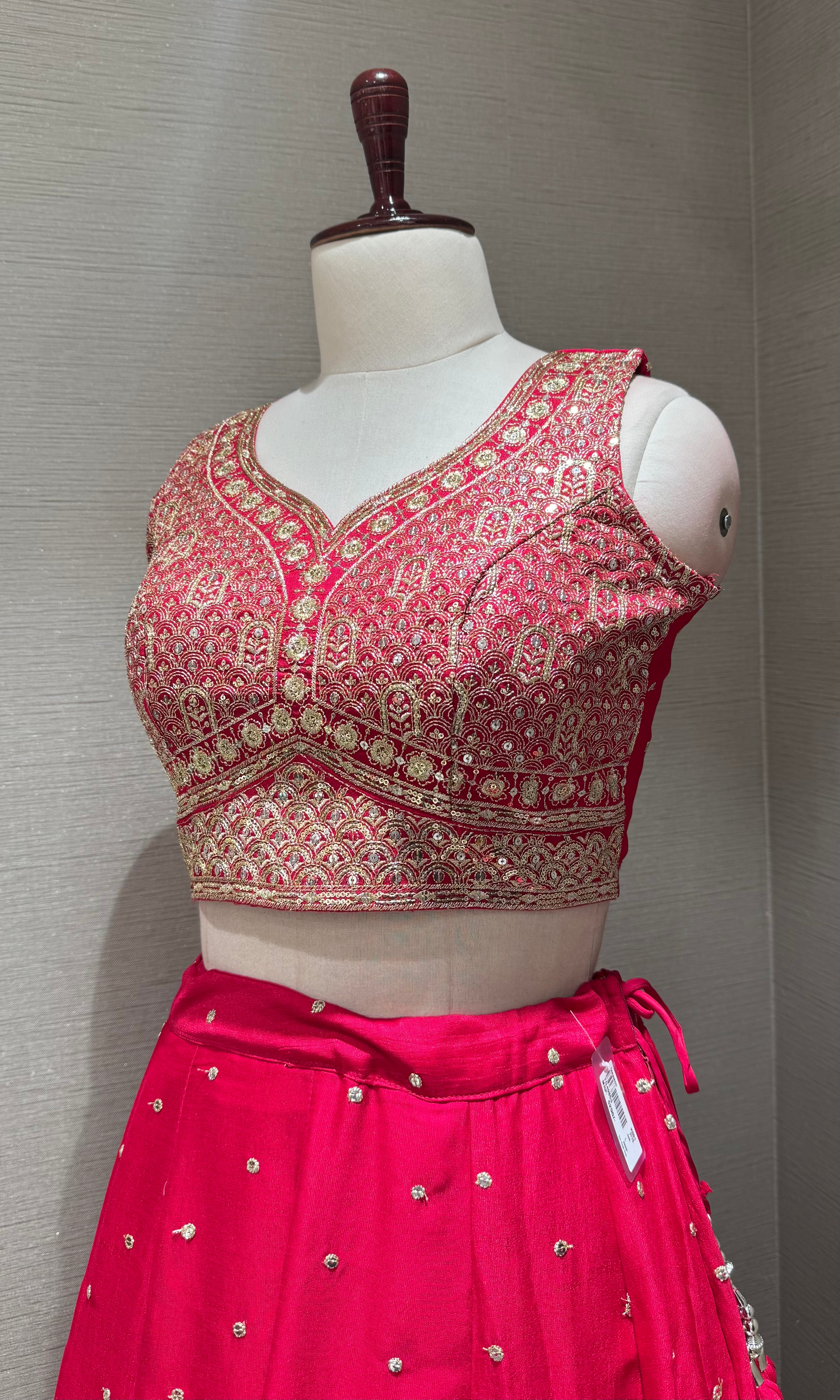 Rani Raw Silk Lehenga with Heavy Zari Border