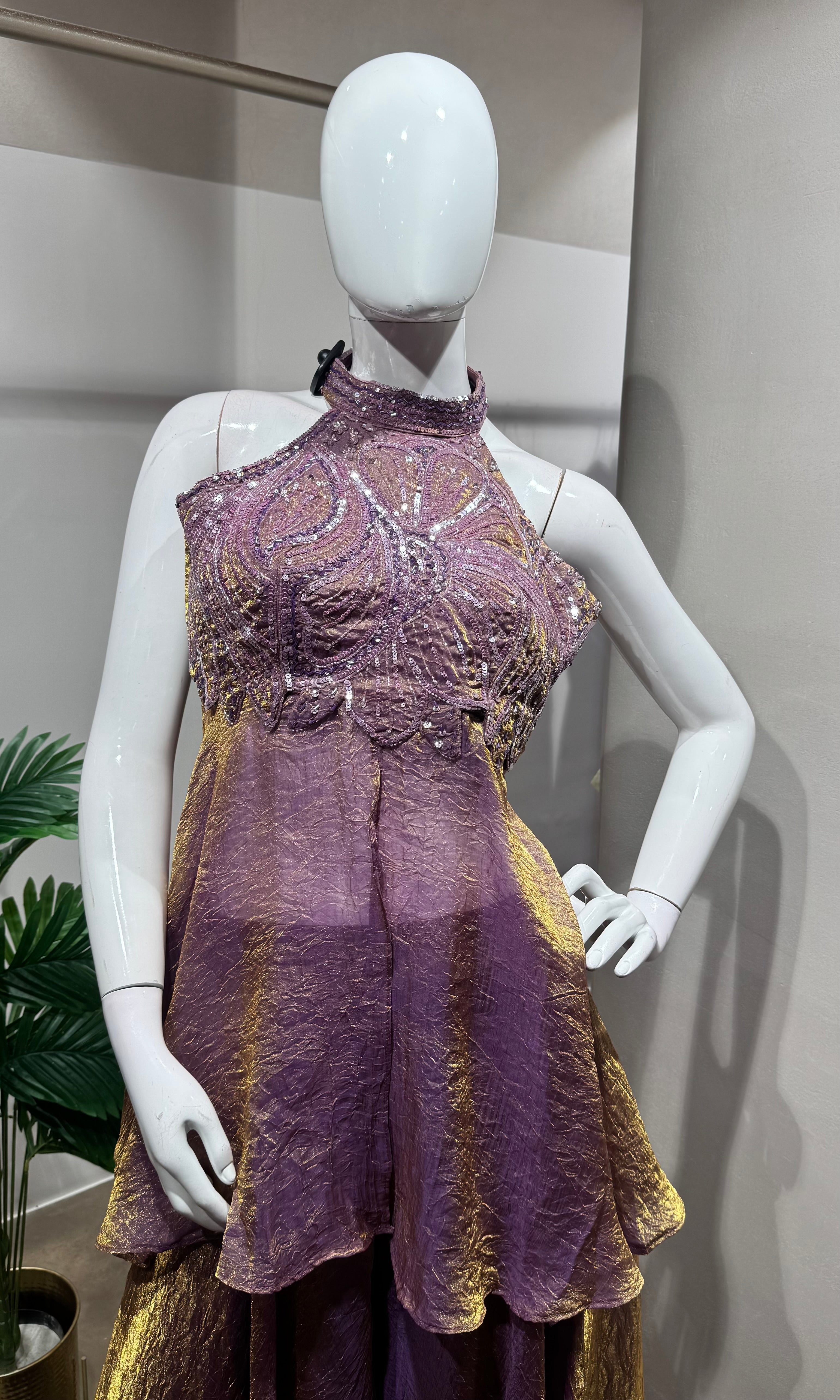Light Purple Tissue Embroidered palazzo set