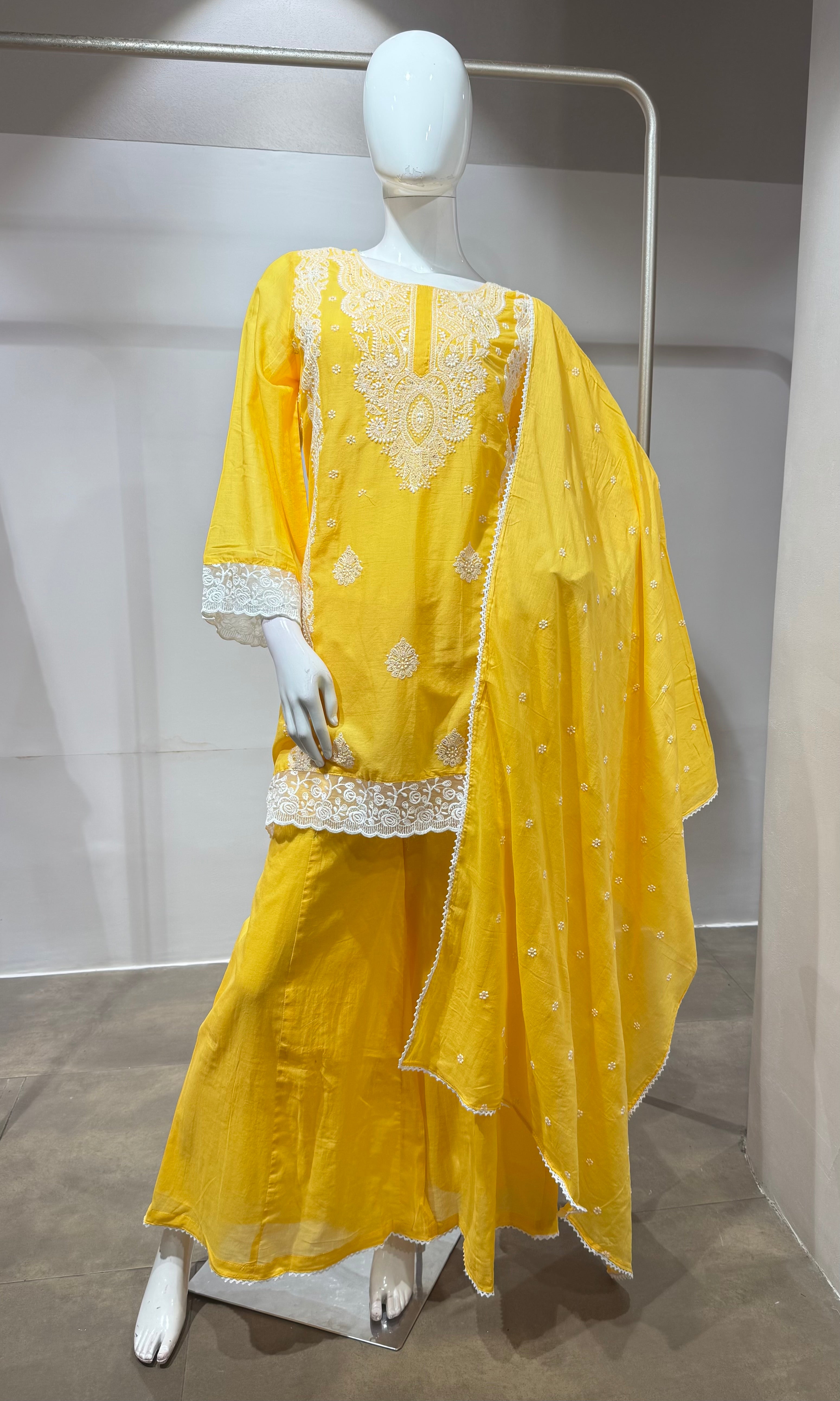 Sunshine Yellow Embroidered Sharara Set