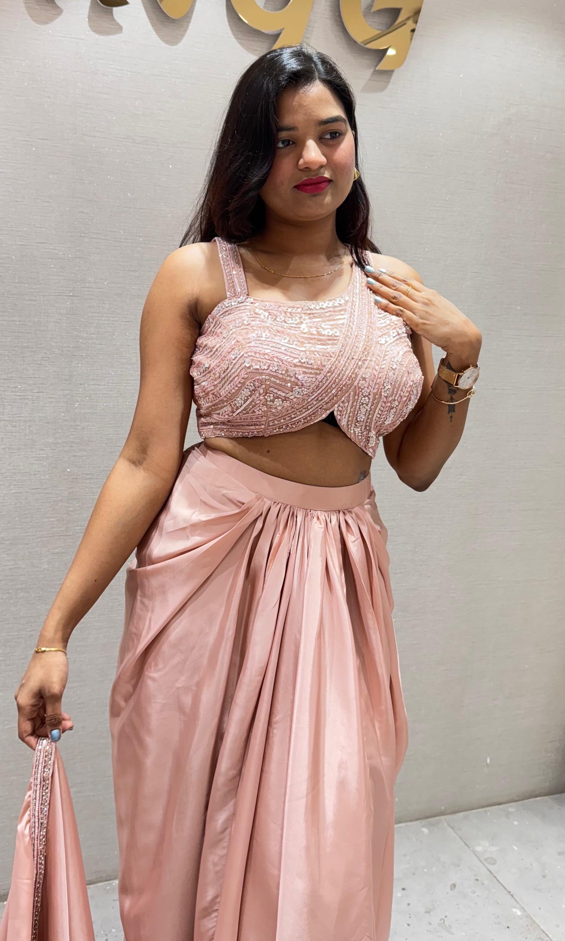 ONION PINK 3 PIECE INDO WESTERN DRESS