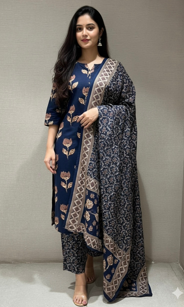 Blue FLORAL kurta set
