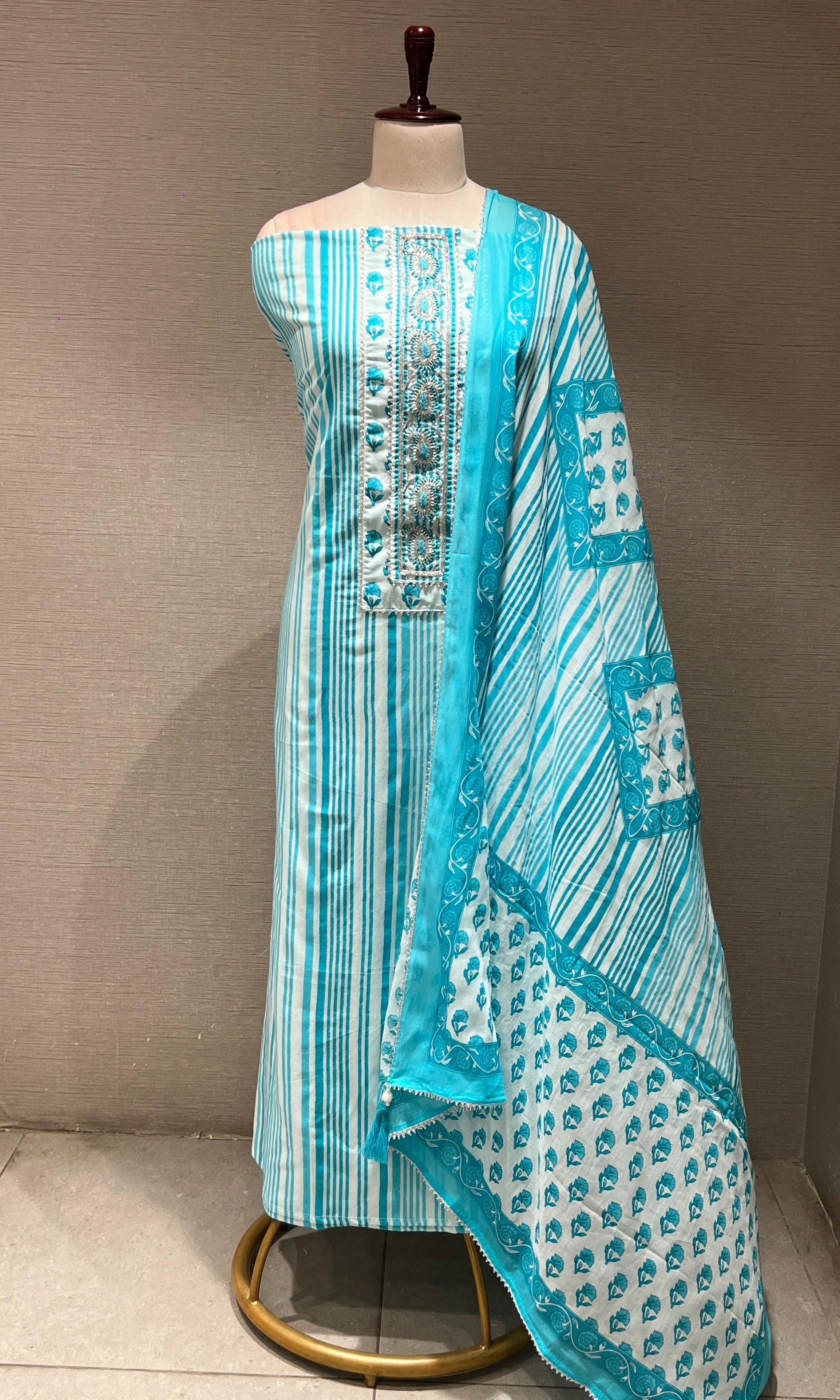 Sea blue dress material