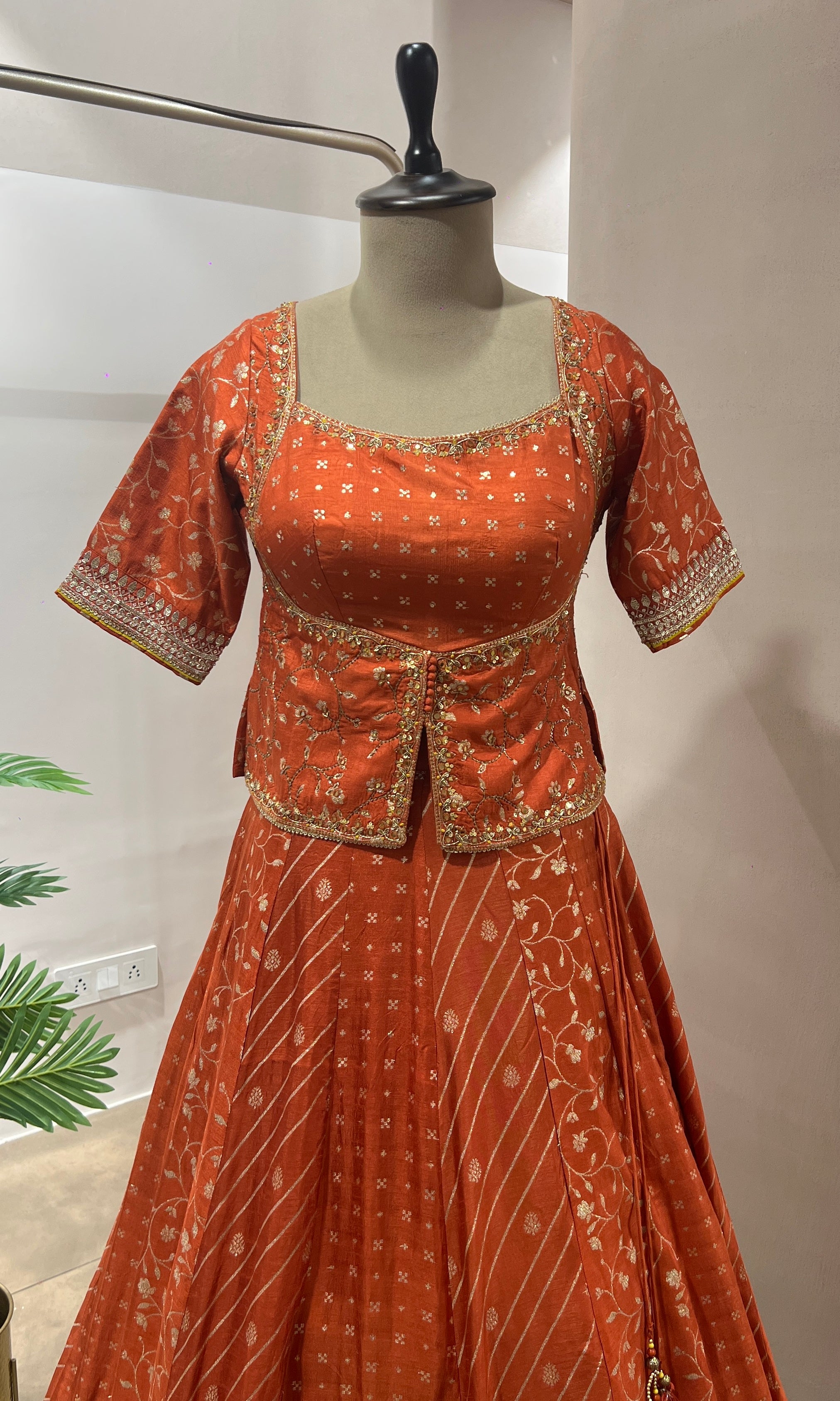 Rust INTRICATE GOLD EMBROIDERED LEHENGA