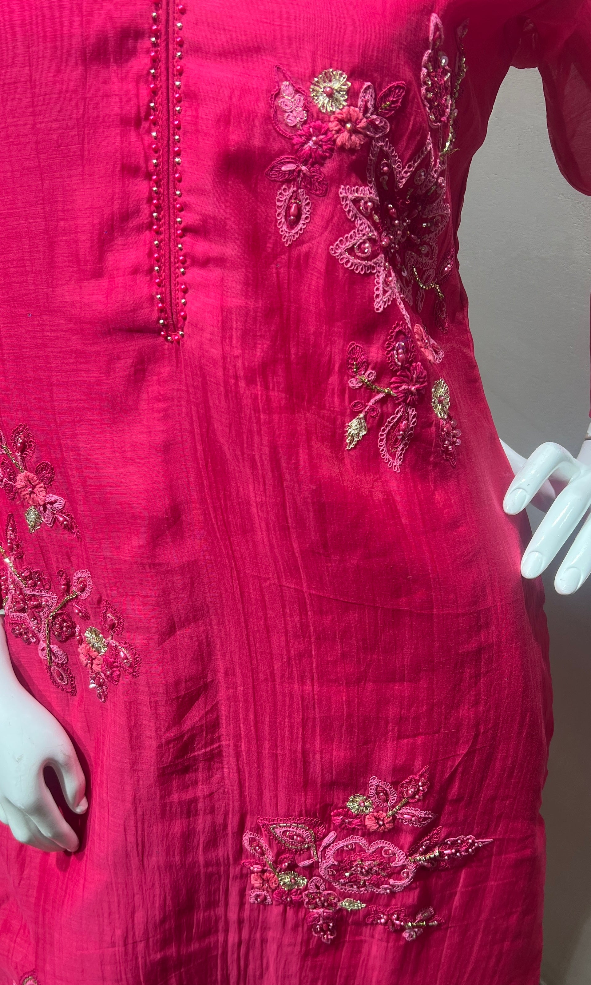 Pink Floral Embroidered Kurta Set