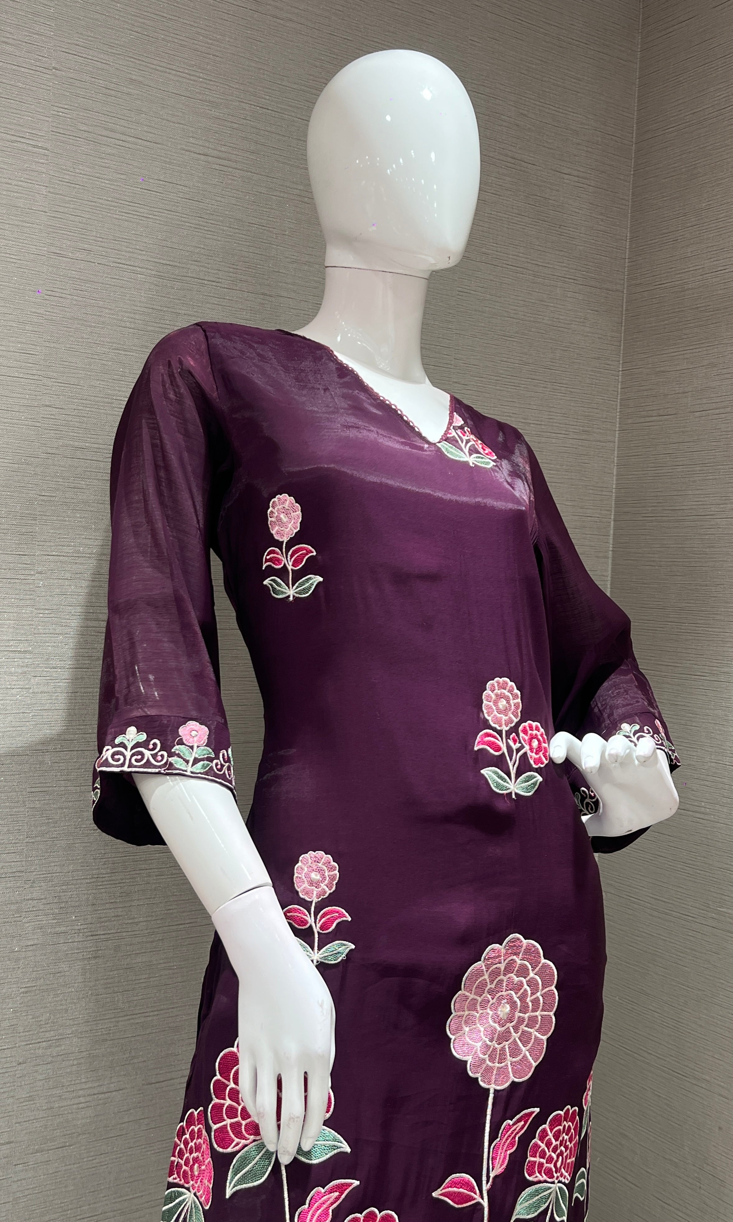 Wine FLORAL kurta set
