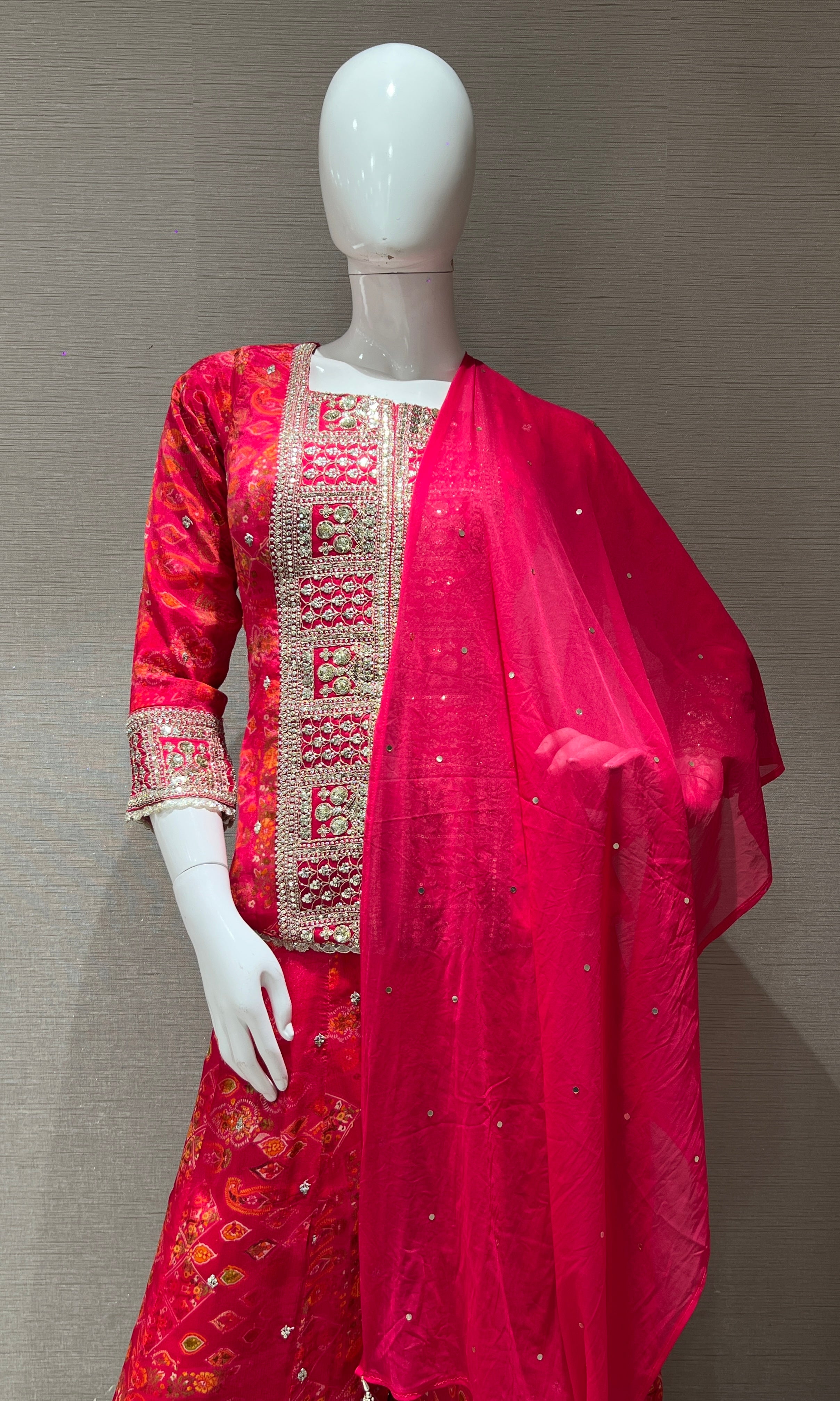 Rani Pink Embroidered Sharara Set