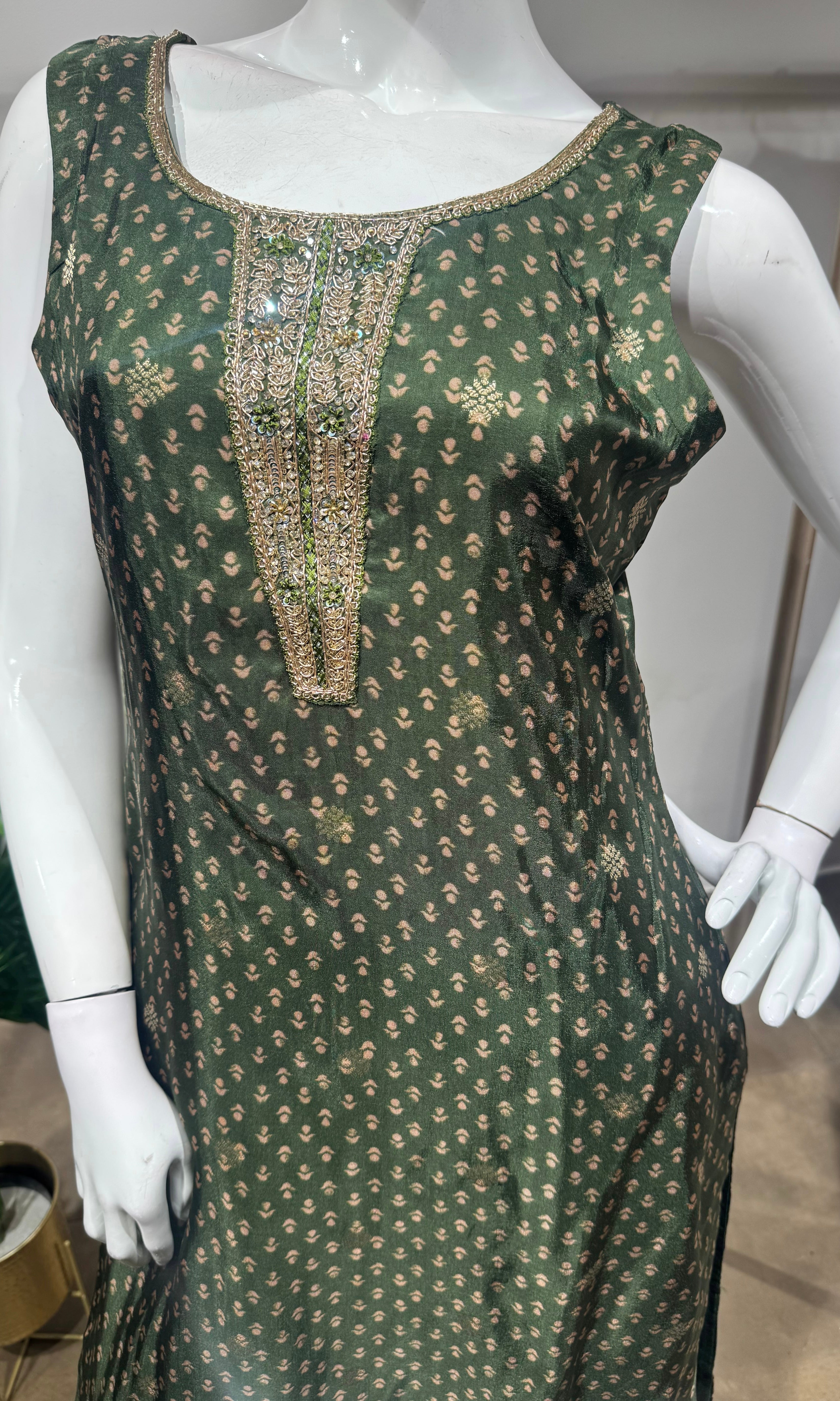 Green Gold Ethnic Kurta Set
