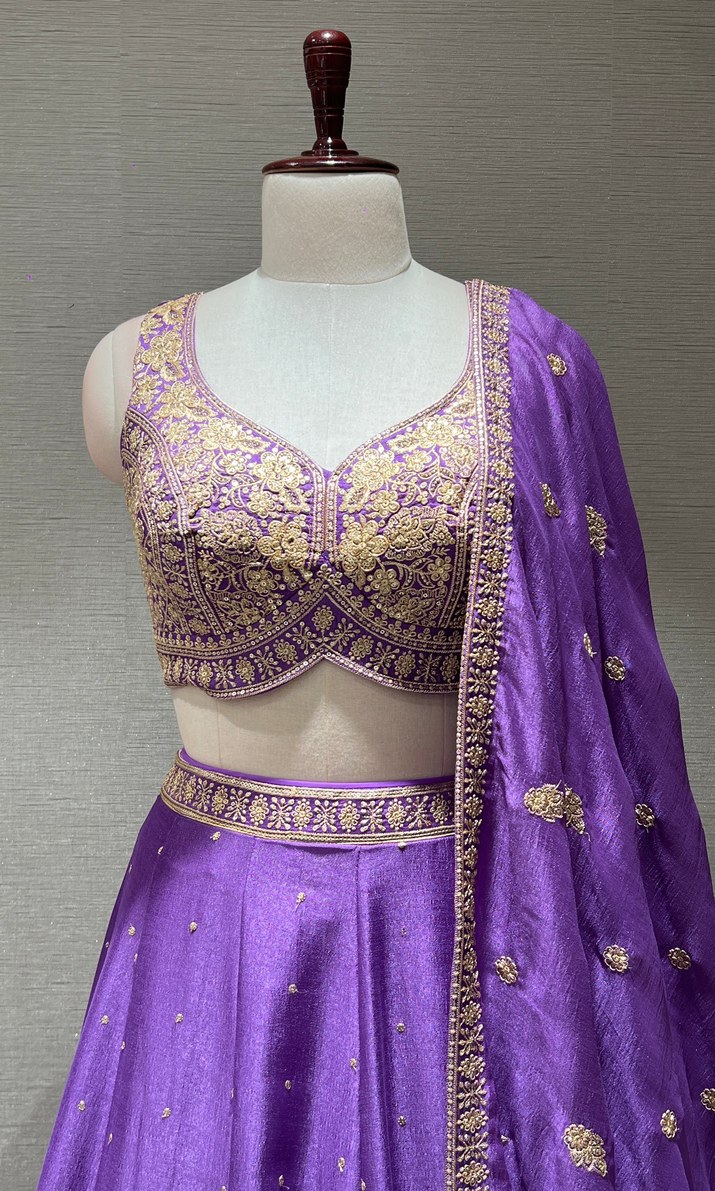 LIGHT Purple Chanderi Silk Embroidered Lehenga Set