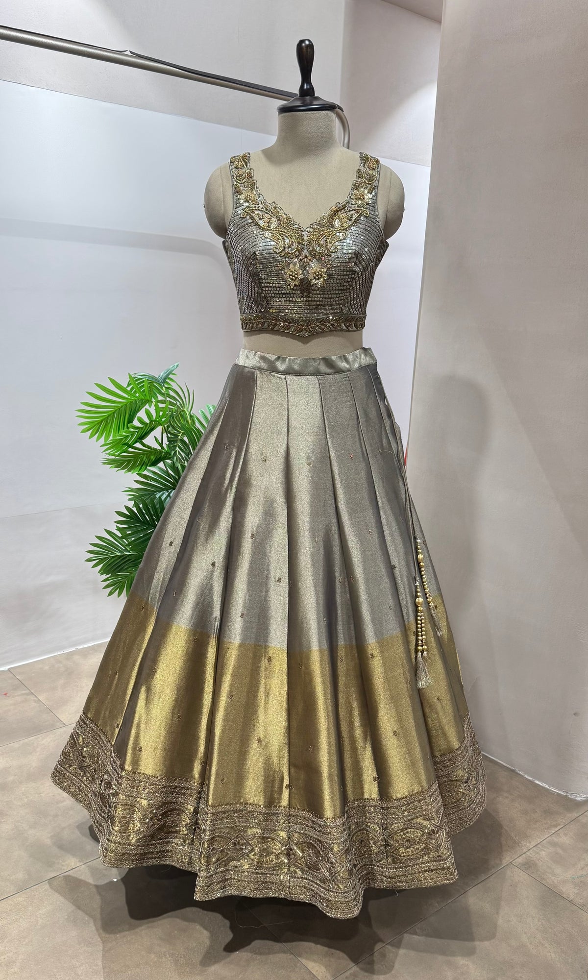 Copper gold Lehenga