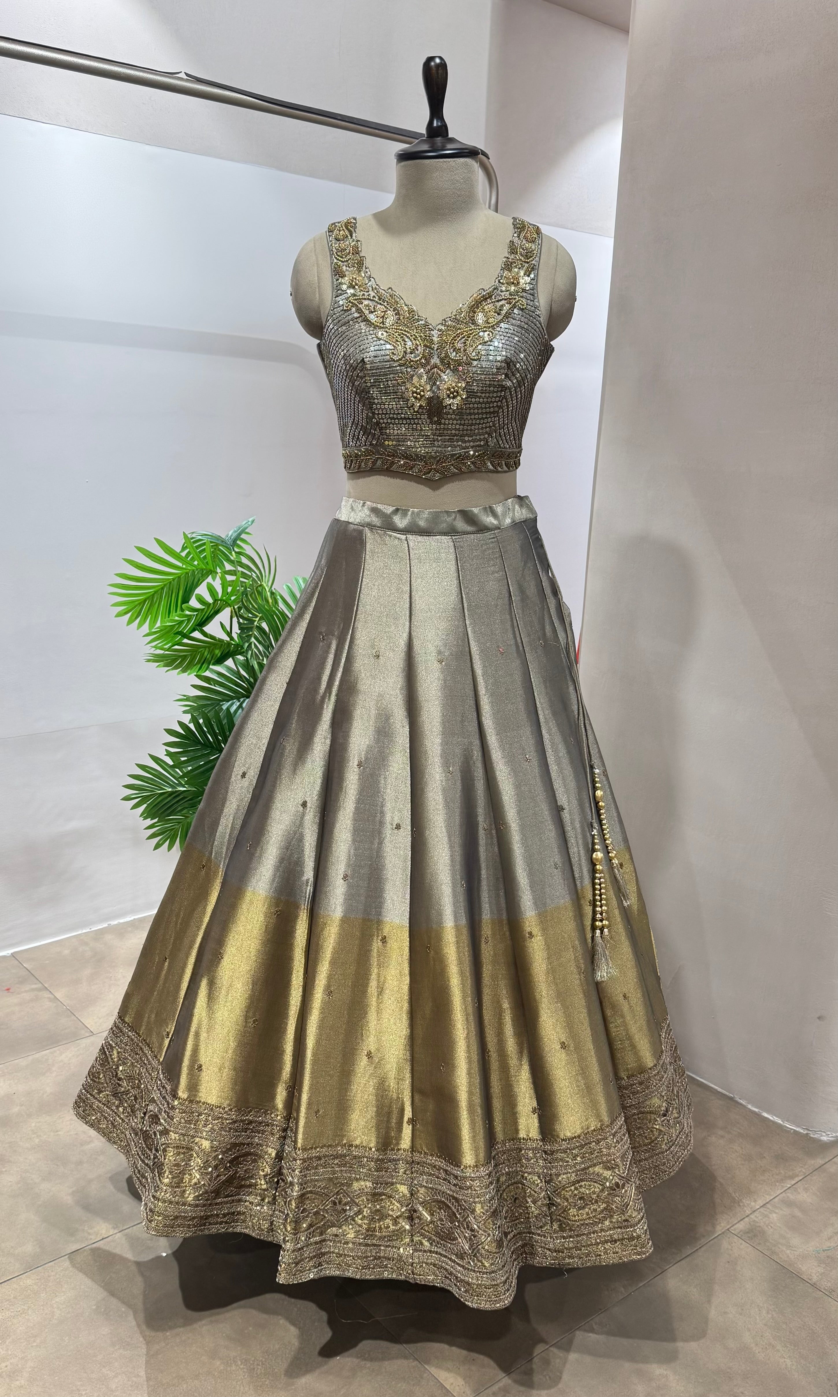 Copper gold Lehenga
