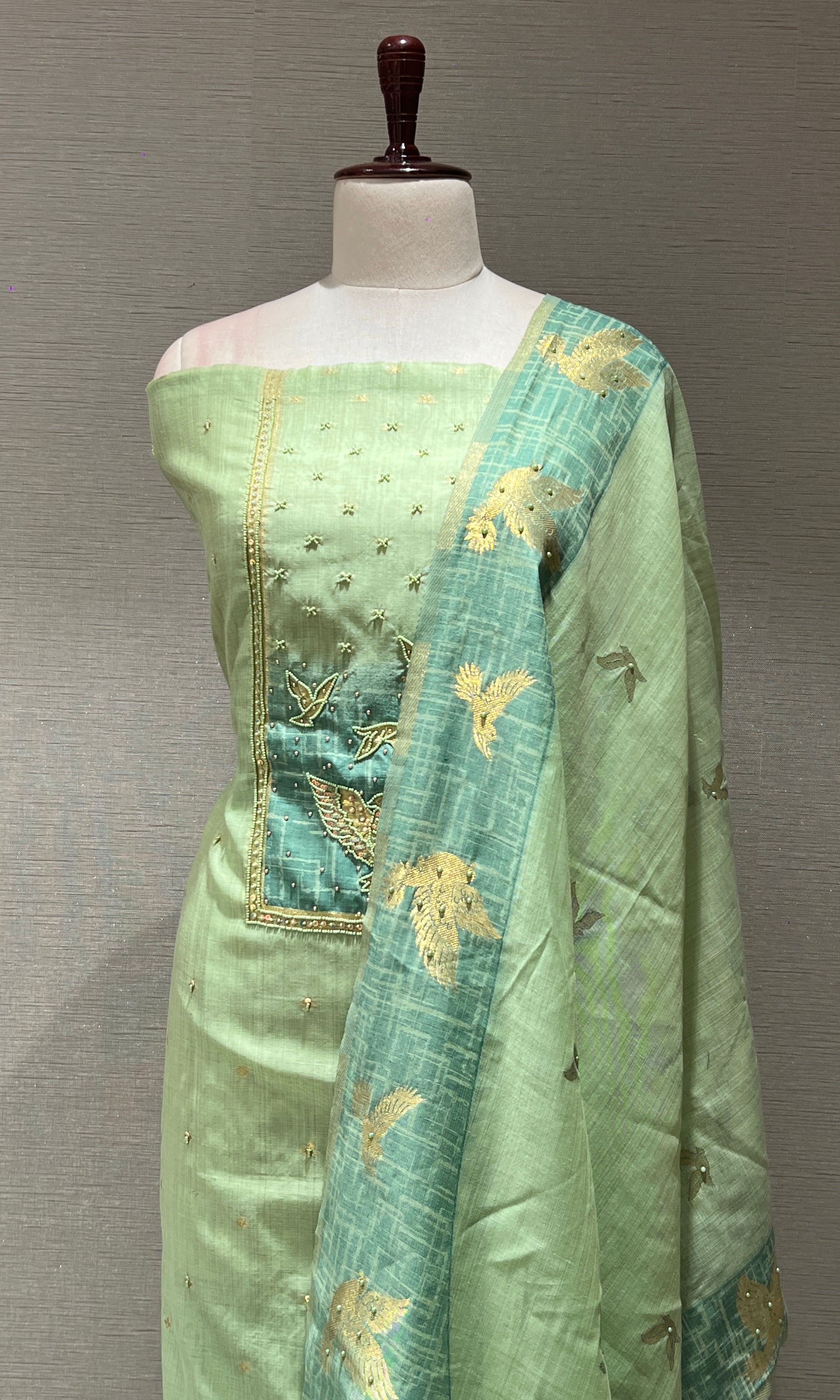 Green dress material