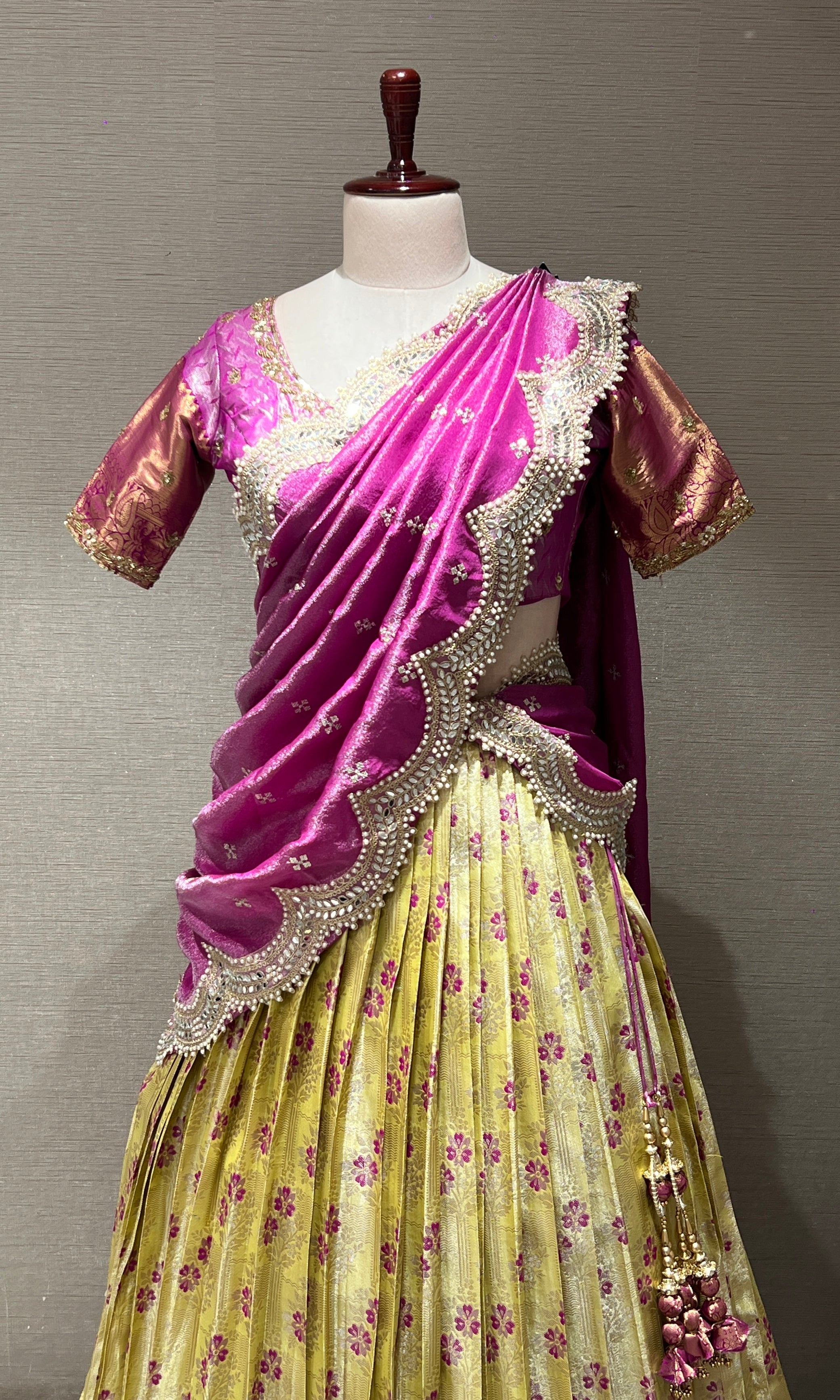 PINK Banarasi LEHENGA WITH Floral Weave
