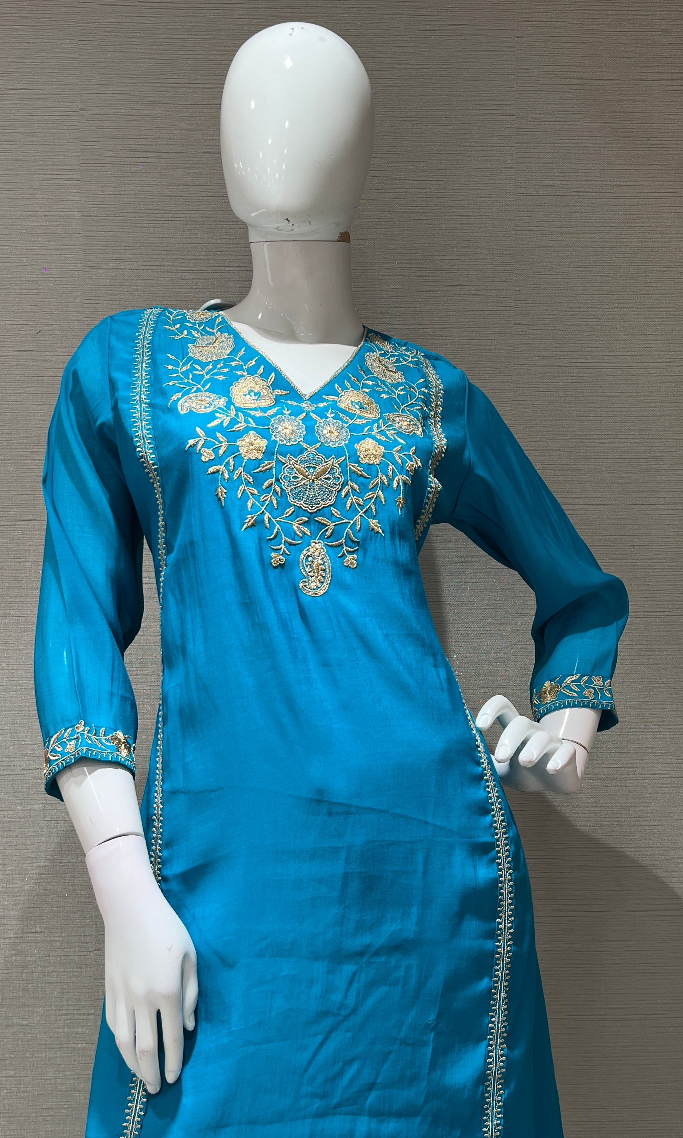 RAMA GOLDEN FLORAL EMBROIDERED KURTA SET