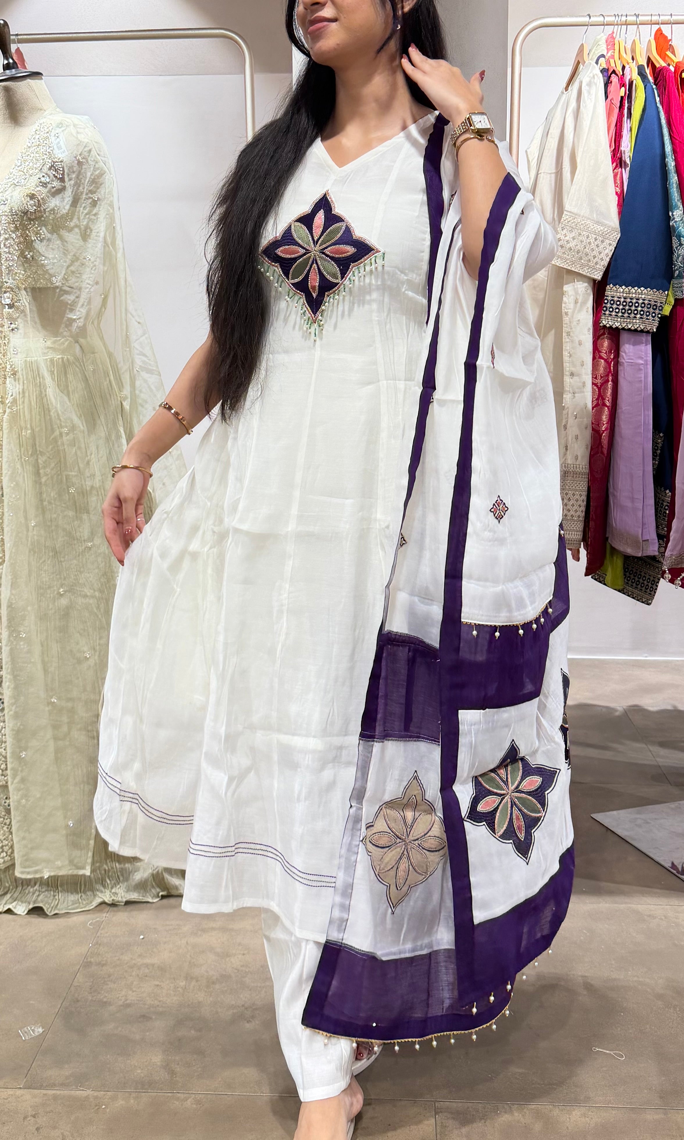 White Embroidered Kurta Set with Dupatta