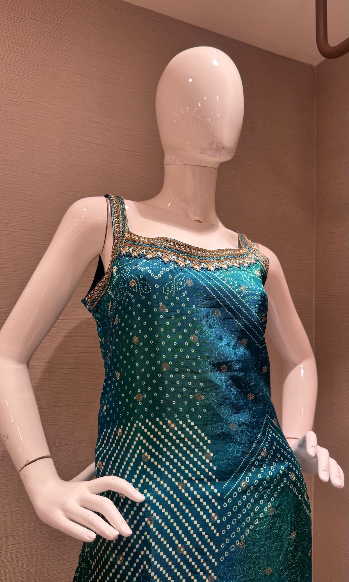 Blue Banarasi silk kurta set with dupatta
