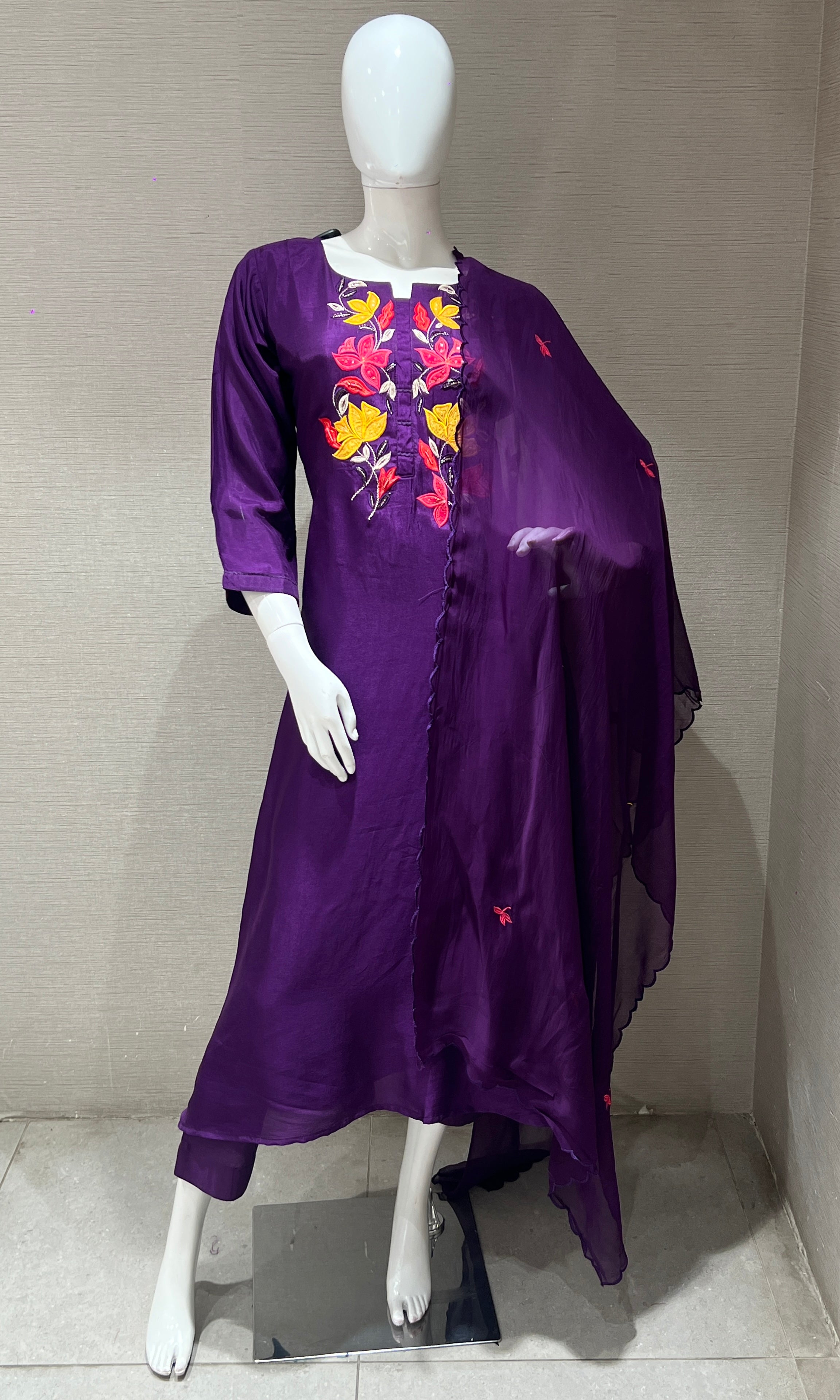 Purple floral kurta set