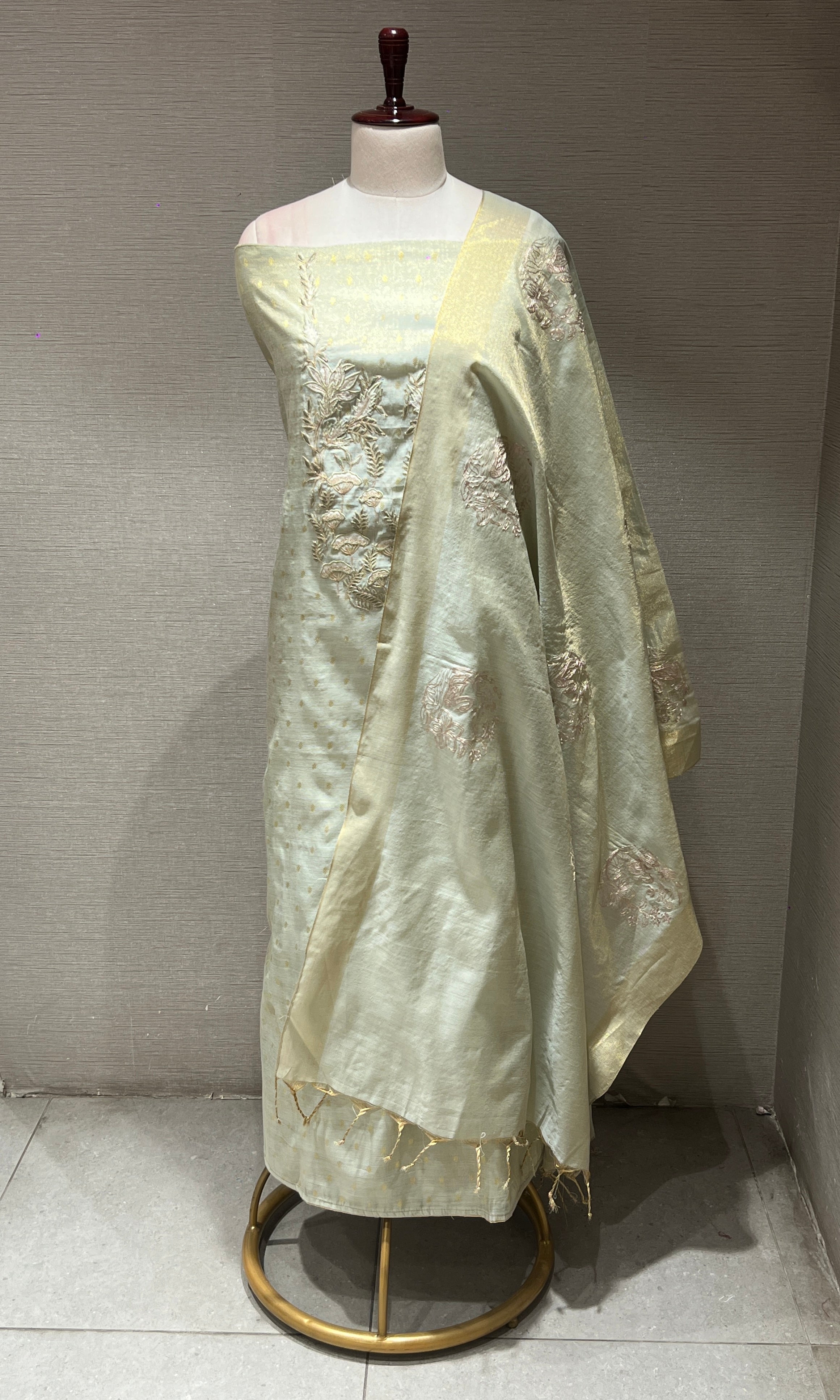 Pista green dress material