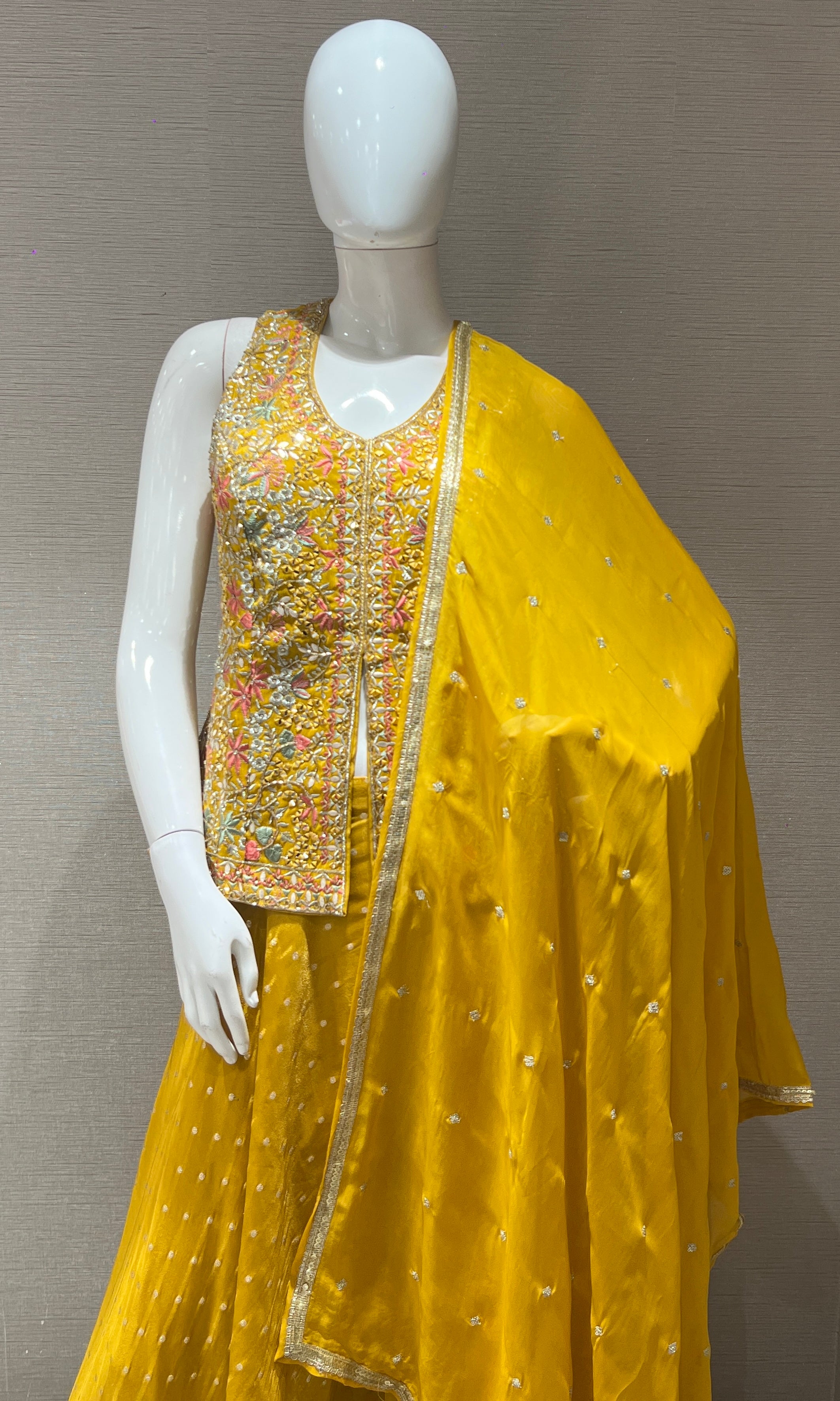 Sunshine Yellow embroidered sharara palazzo