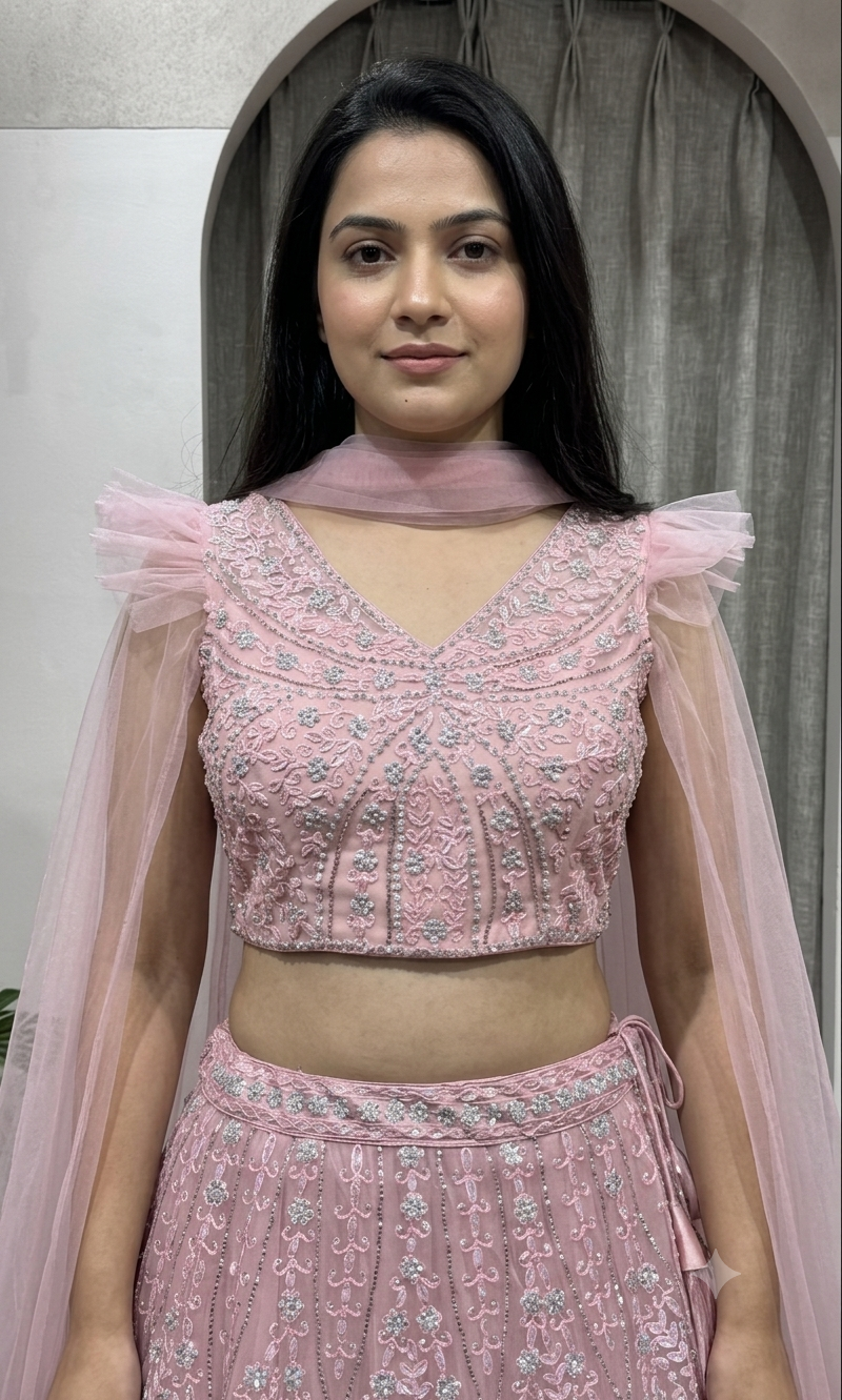 dusty rose pink lehenga crop top lehenga