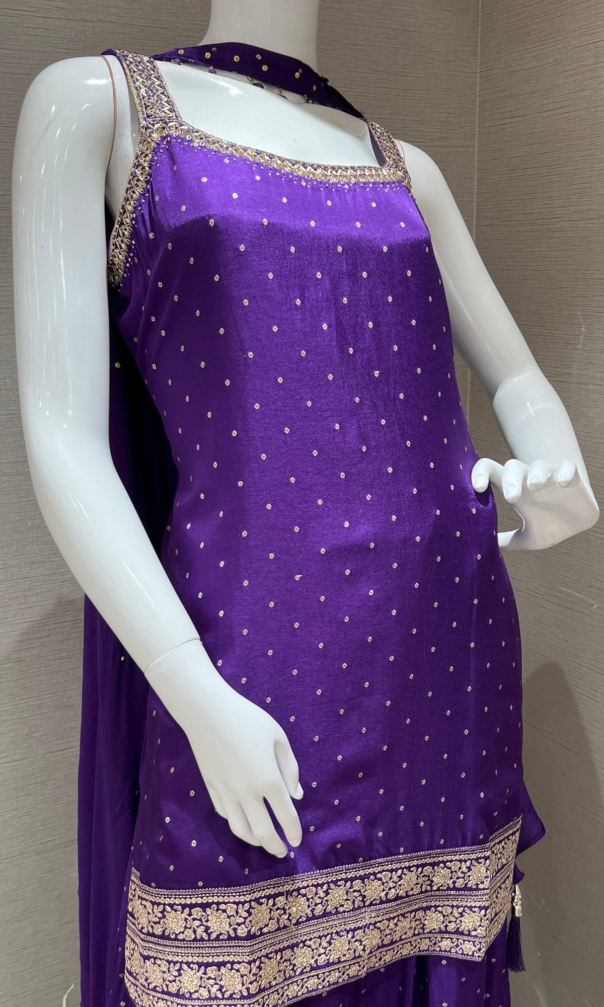 Purple Embroidered Sharara set