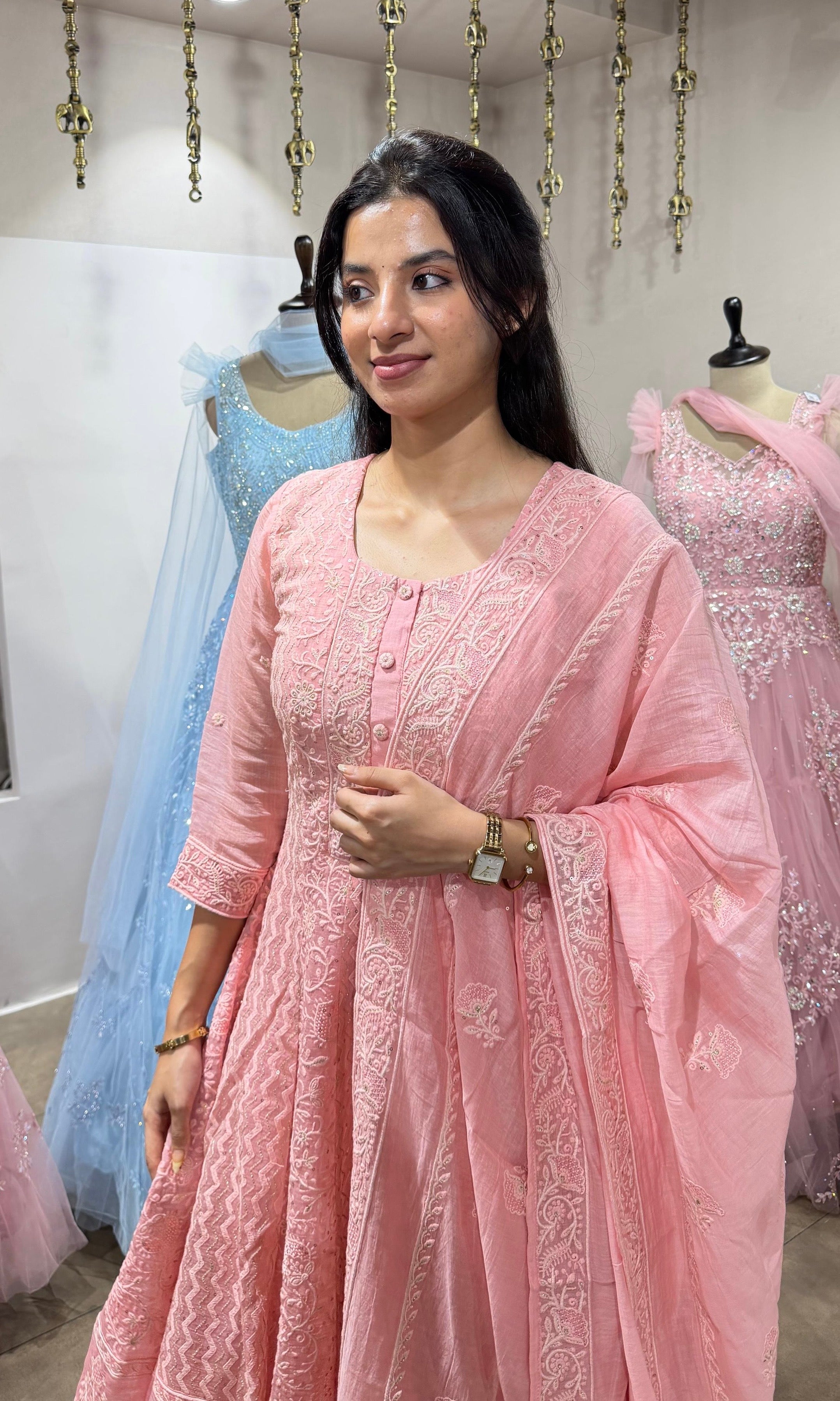 BLUSH PINK EMBROIDERY ANARKALI SET