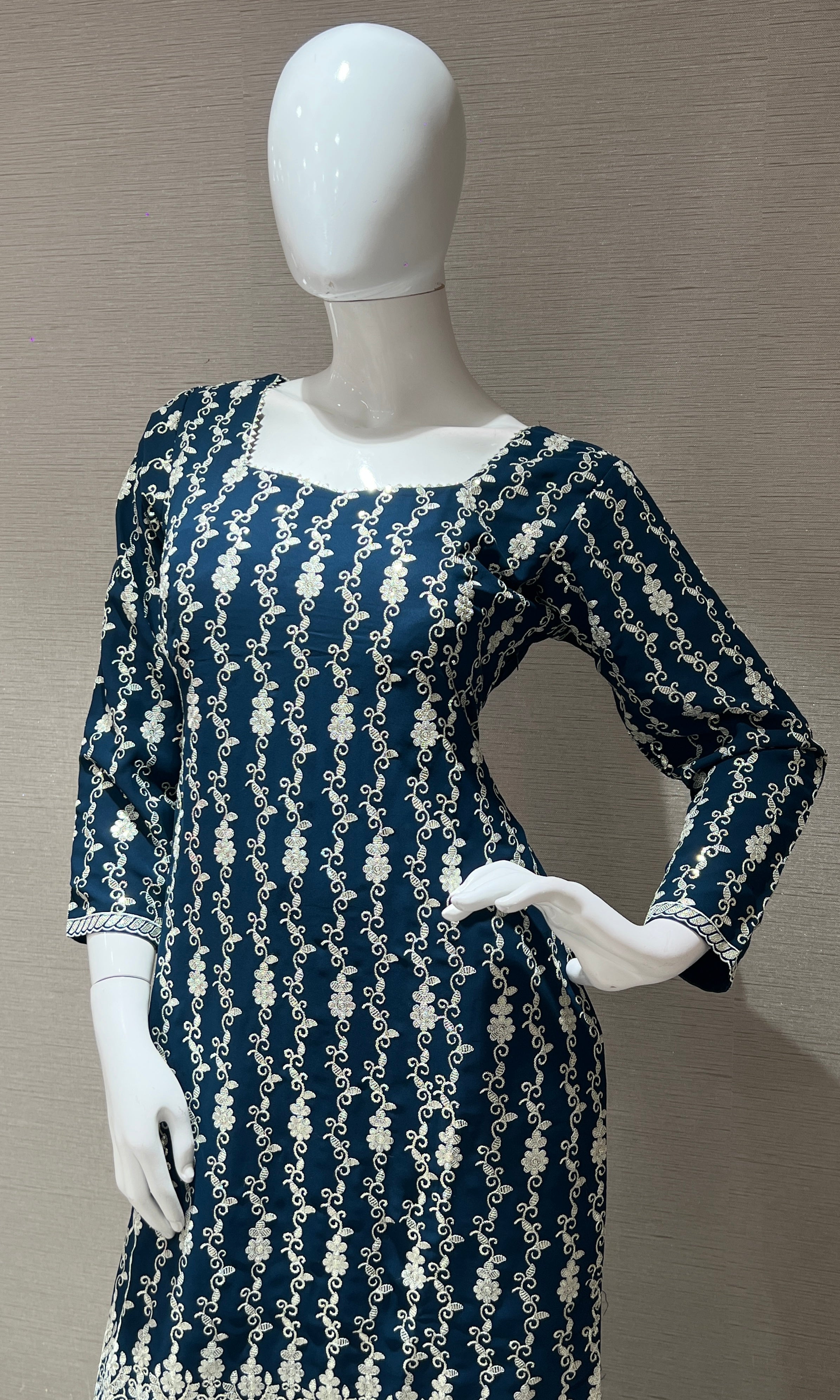 Blue straight cut with sharara