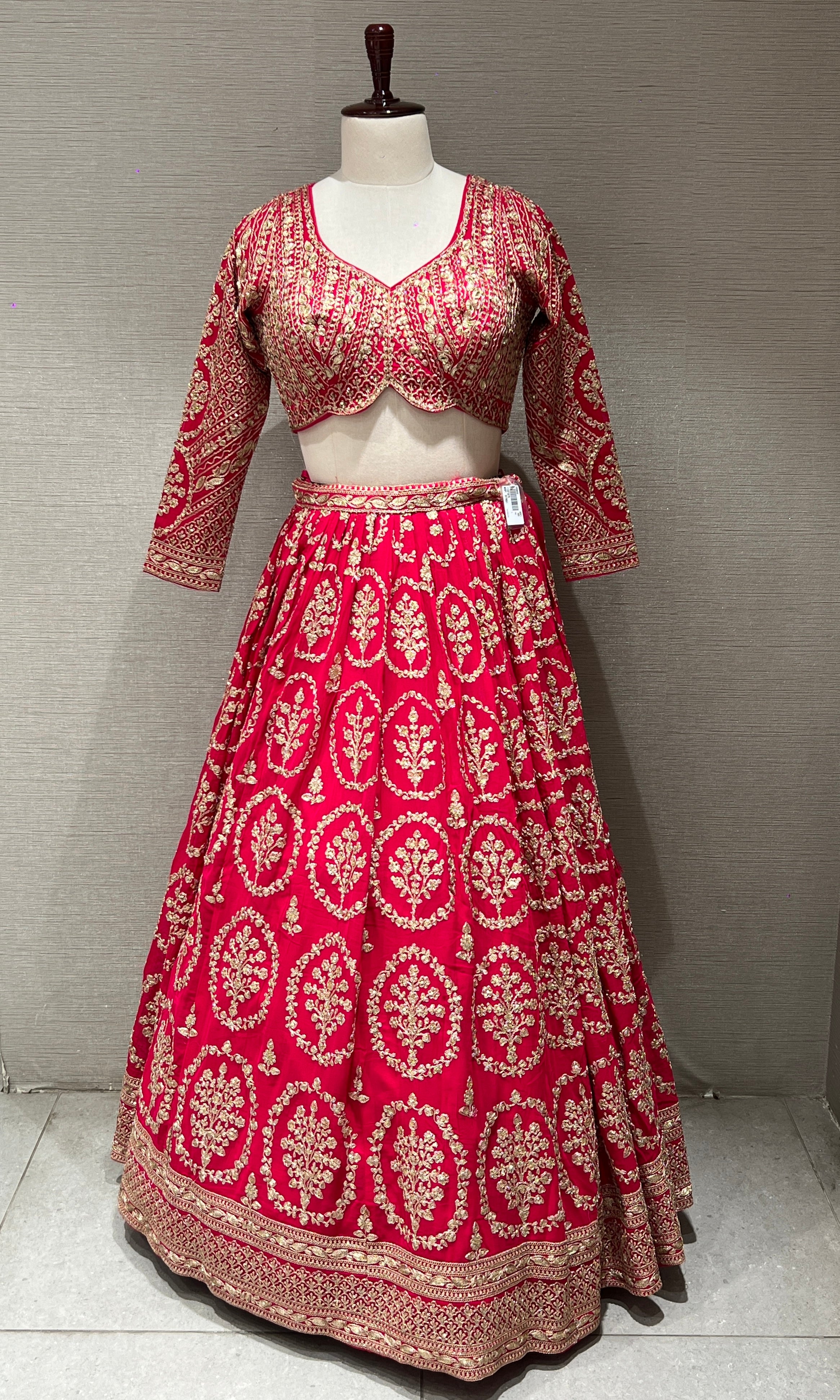 Pink Lehenga with zari and sequin gold embroidery