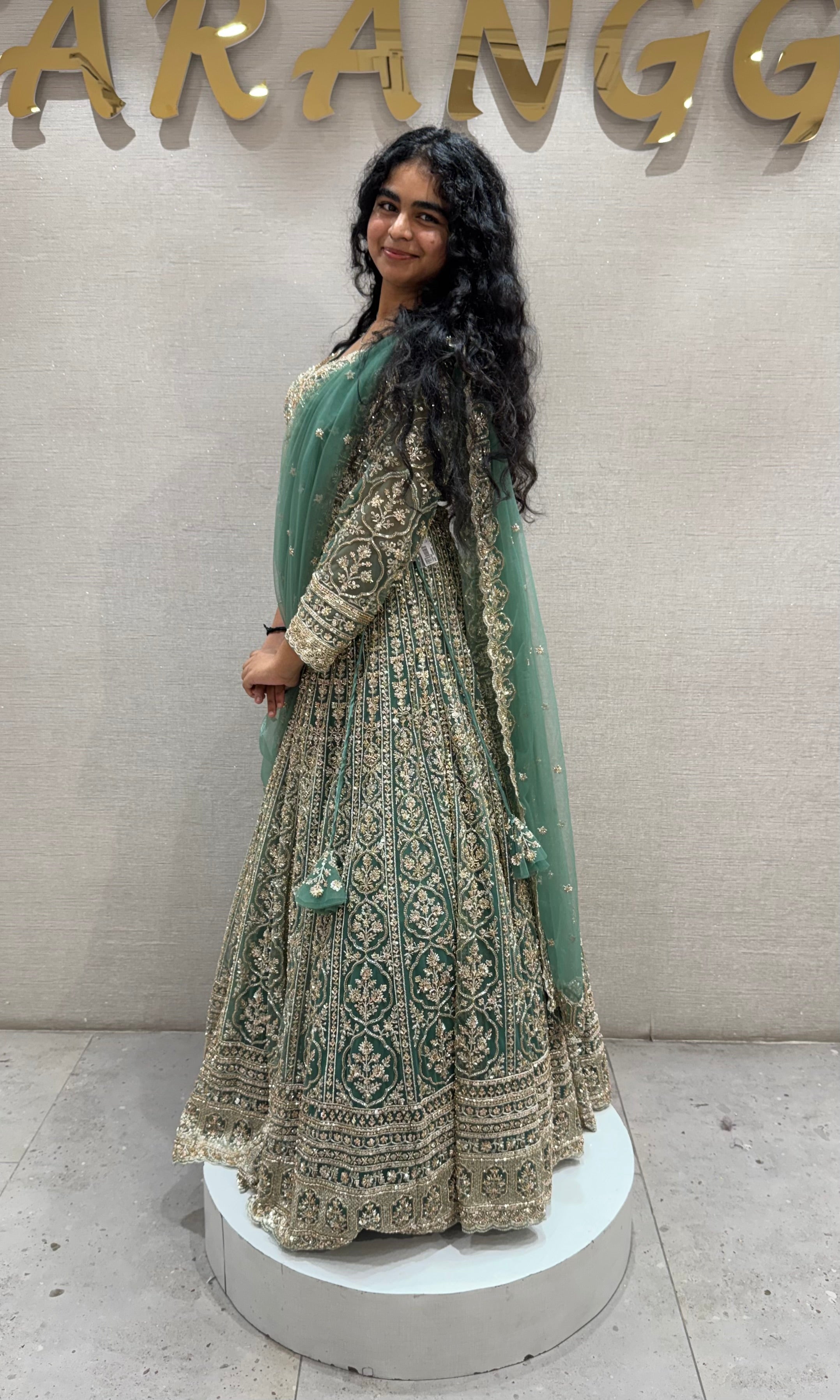 Green Embroidered Silk Bridal Lehenga